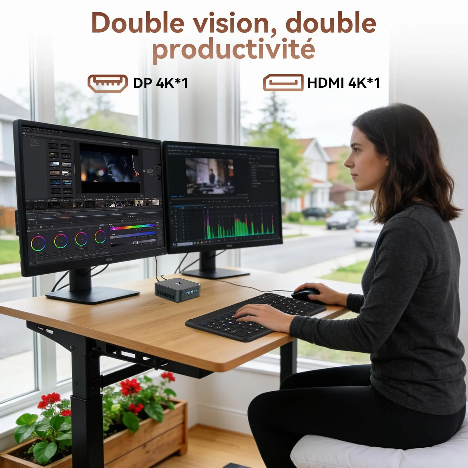 Huidun H80 Mini PC AMD Ryzen 5 16Go RAM 512Go SSD 4K@60Hz UHD Win-11 Pro Ordinateur de Bureau WiFi BT USB 3.2