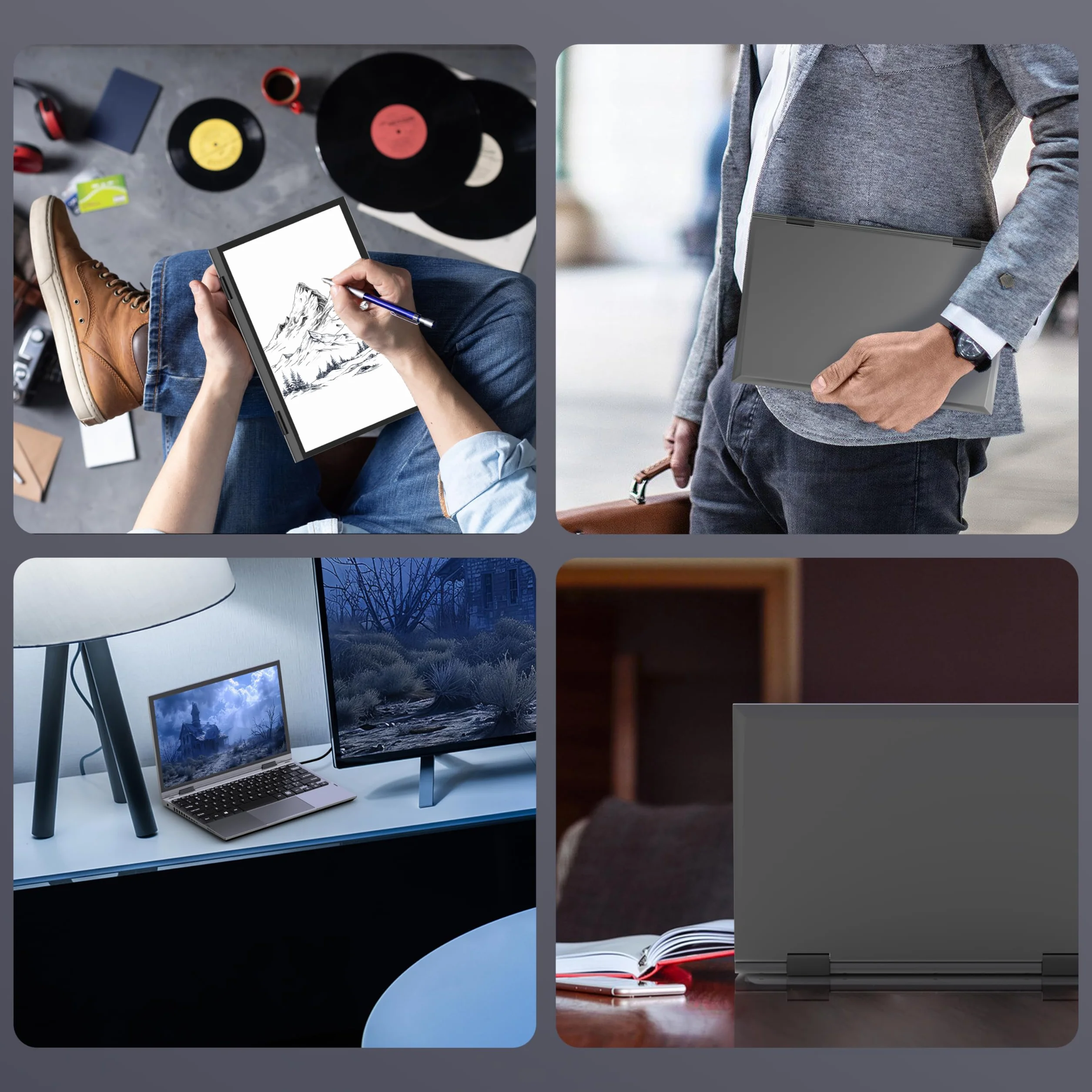 Amita PC Portable Convertible 11 Pouces Tactile 2-en-1 FHD N95 12 Gén 16 Go RAM DDR5 M.2 SSD Écran Pivotant 360° Clavier Rétroéclairé TypeC 450 Go