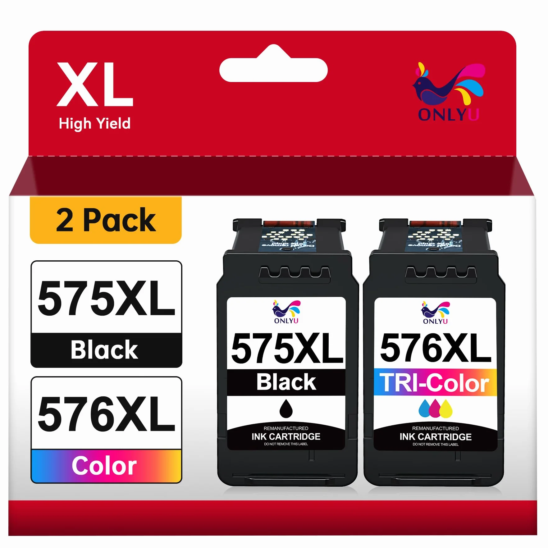 Cartouche d'encre ONLYU 575XL 576XL pour Canon PIXMA TS3750i TR4755i (Noir, Couleur)