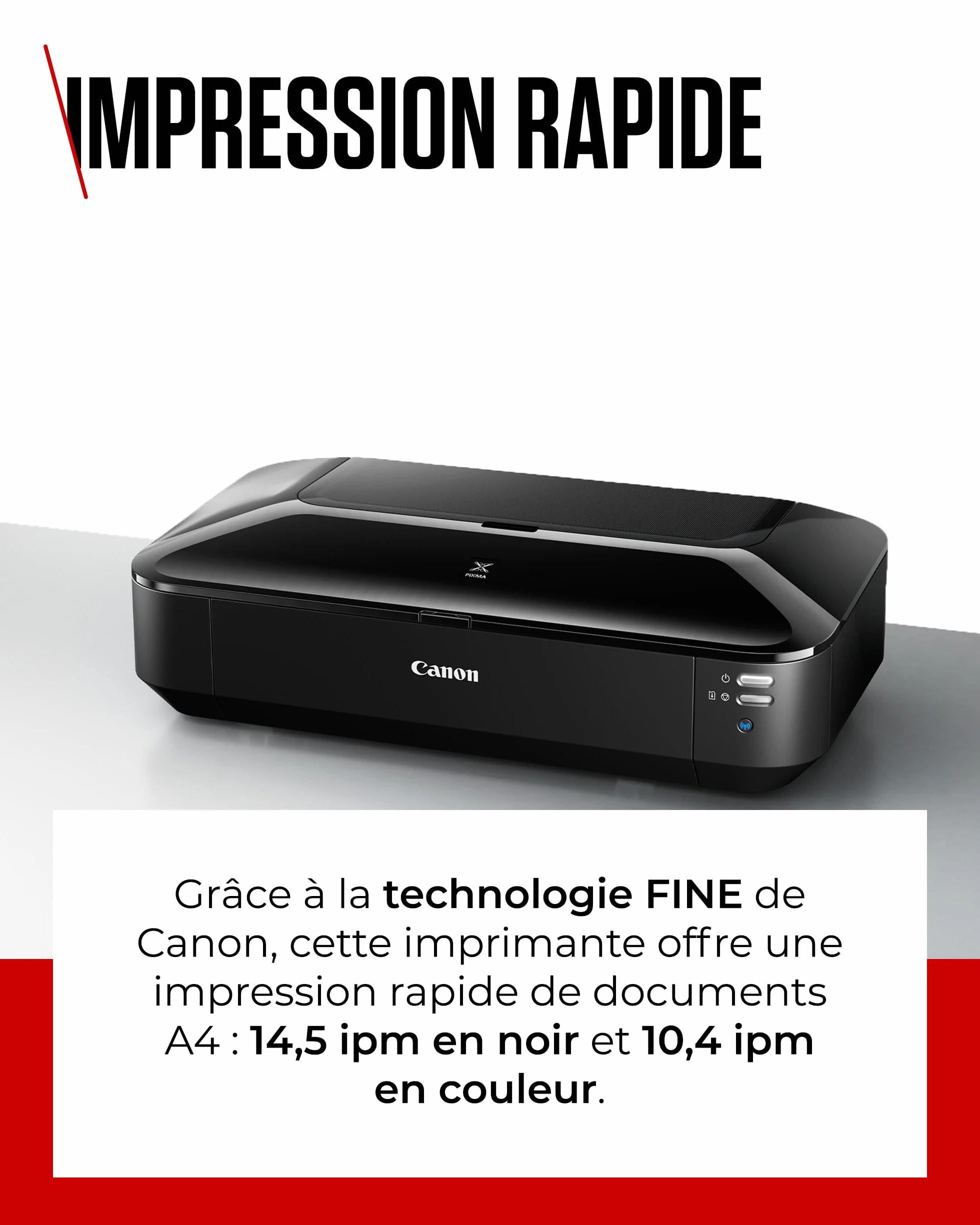 Canon PIXMA iX6850 Imprimante WiFi Noire 5 Encres A3+ Jet d'Encre Multifonction Bureau