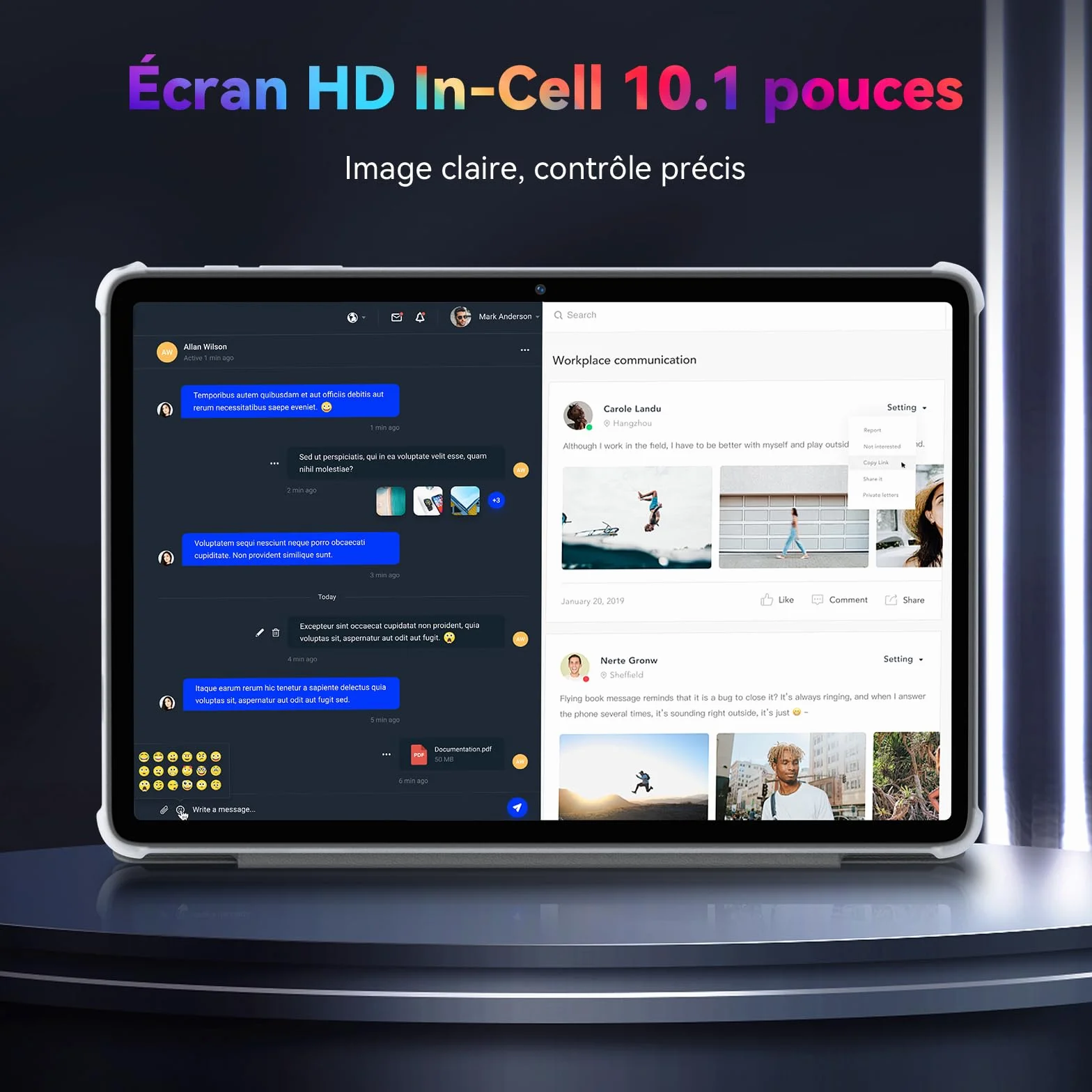 Tablette Android 16 10 pouces 8GB RAM 256GB ROM avec stylet clavier souris Gemini AI Widevine L1 Garantie 5 ans