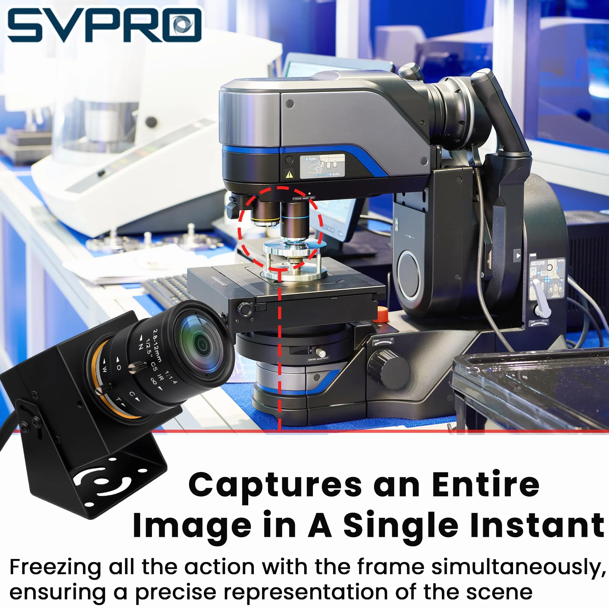 SVPRO Global Shutter Caméra USB 1200P 90 fps Objectif Zoom 2,8-12 mm Mise au Point Manuelle Webcam Golf Industrielle Plug and Play