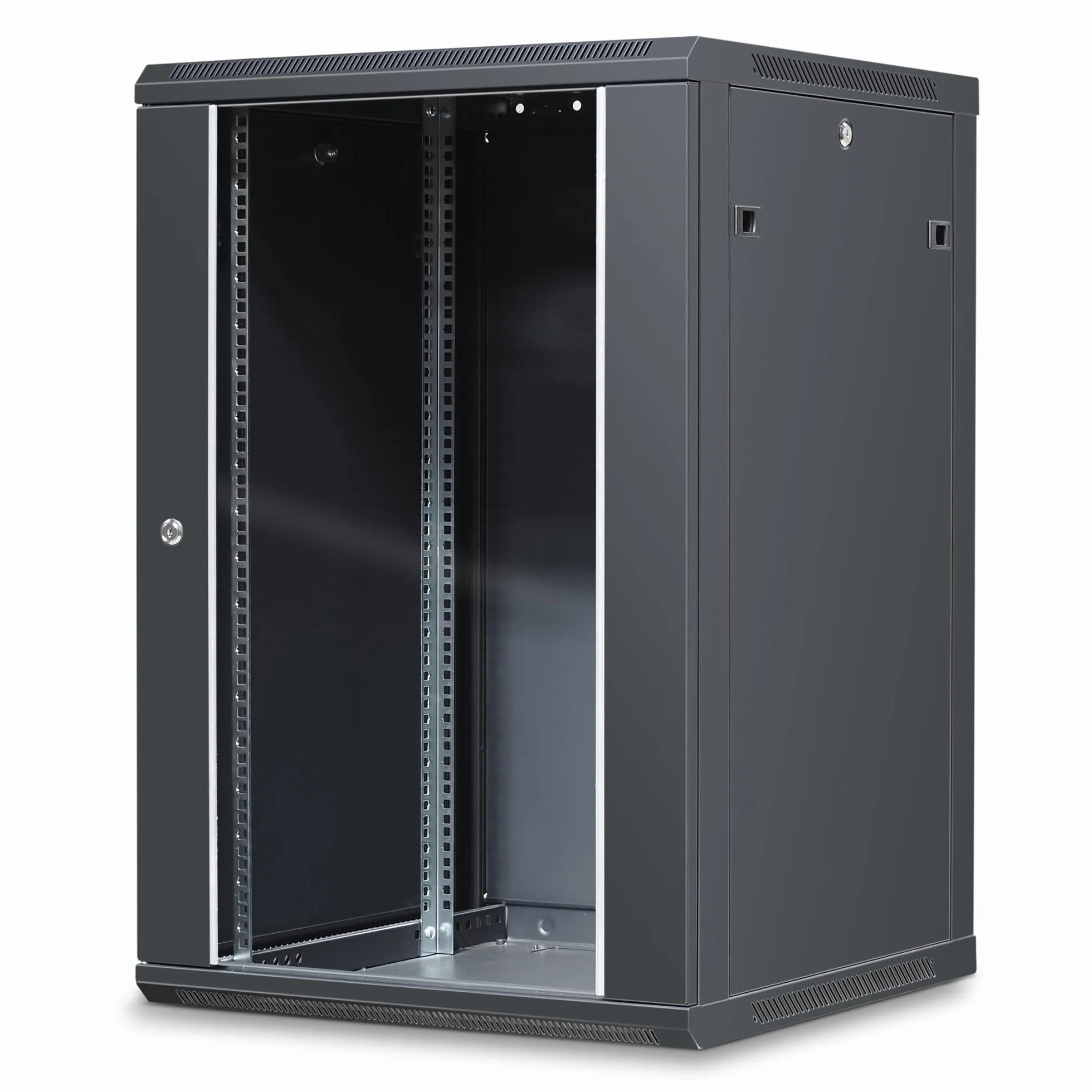 WAYTEX Coffret 19 Pouces 18U 600 x 600 mm Noir Porte vitrée à Serrure