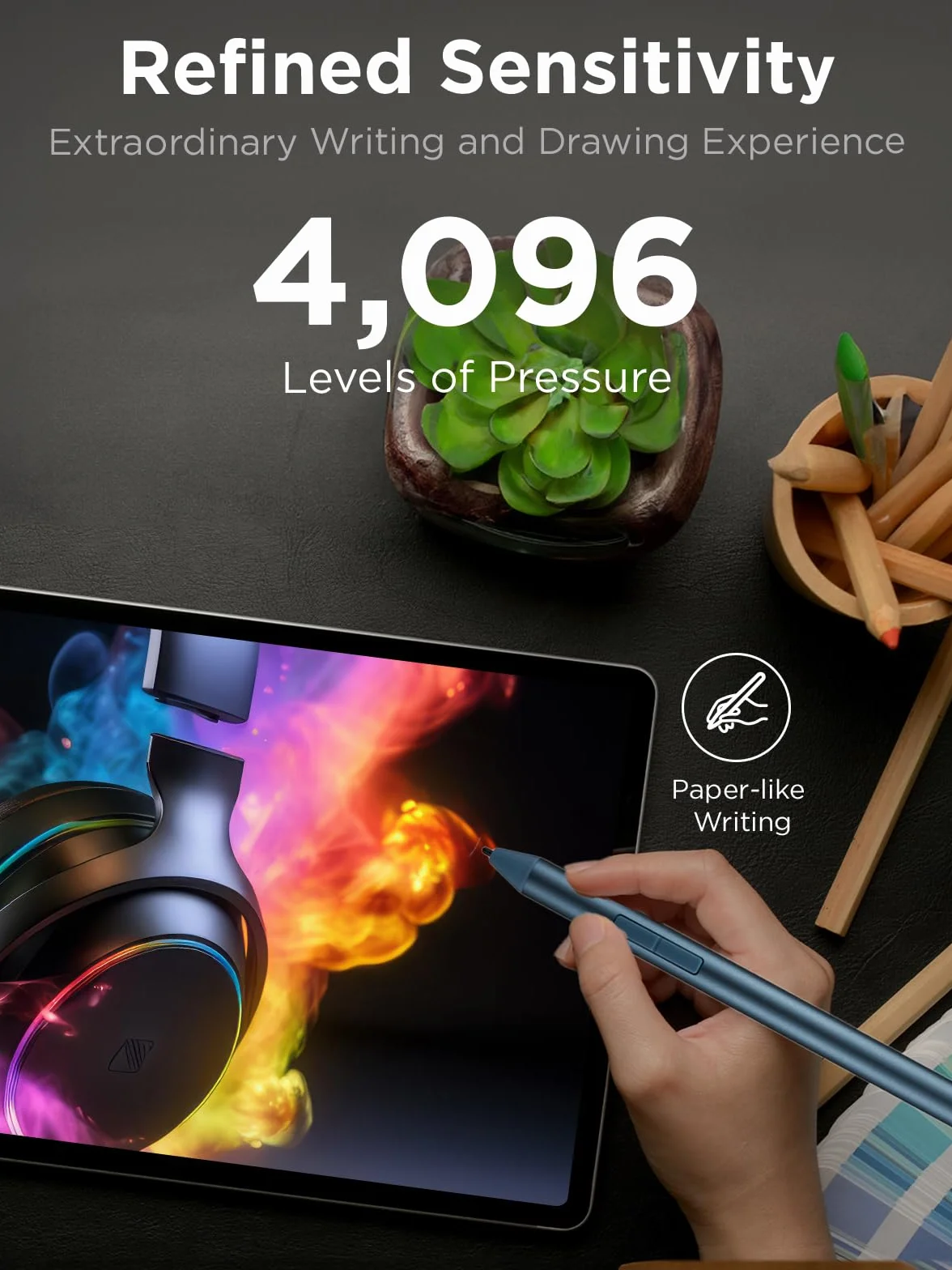 Lenovo Stylo numérique 3 pour Ordinateurs Portables, Reconnaissance d'inclinaison, Bleu Sarcelle
