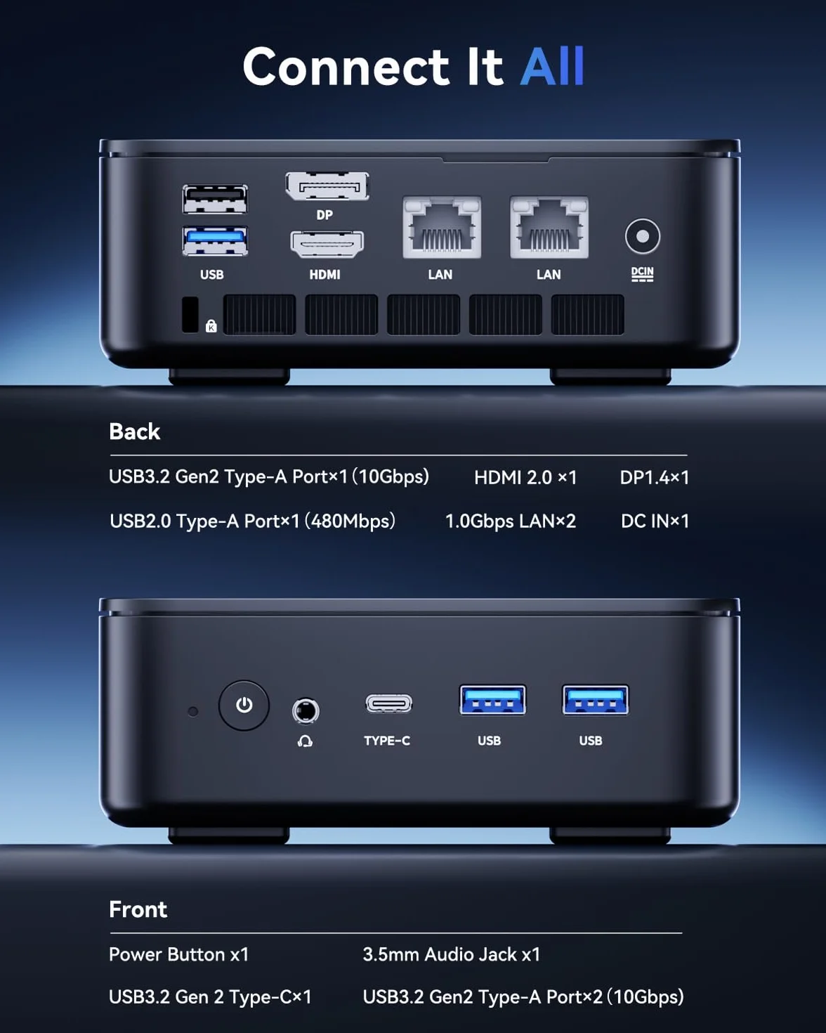 NiPoGi E3B Mini PC AMD Ryzen Embedded V2748 4,3GHz 16Go DDR4 512Go SSD Mini Ordinateur de Bureau W11 PRO Triple 4K WiFi6 BT5.2