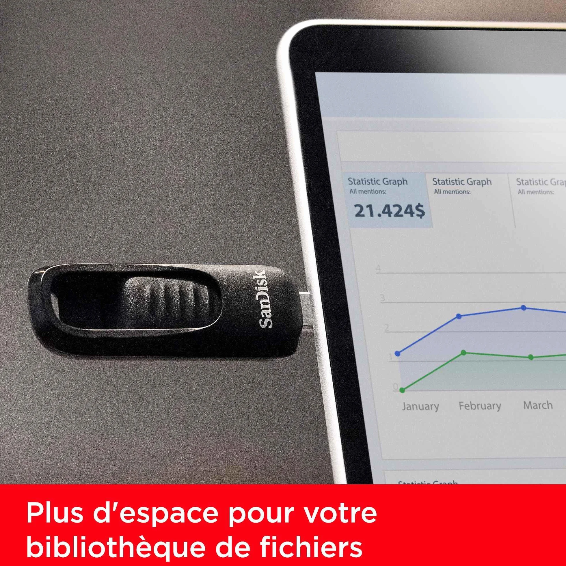 SanDisk Ultra Slider Clé USB 512 Go USB 3.2 Gen 1 Type-C Noir