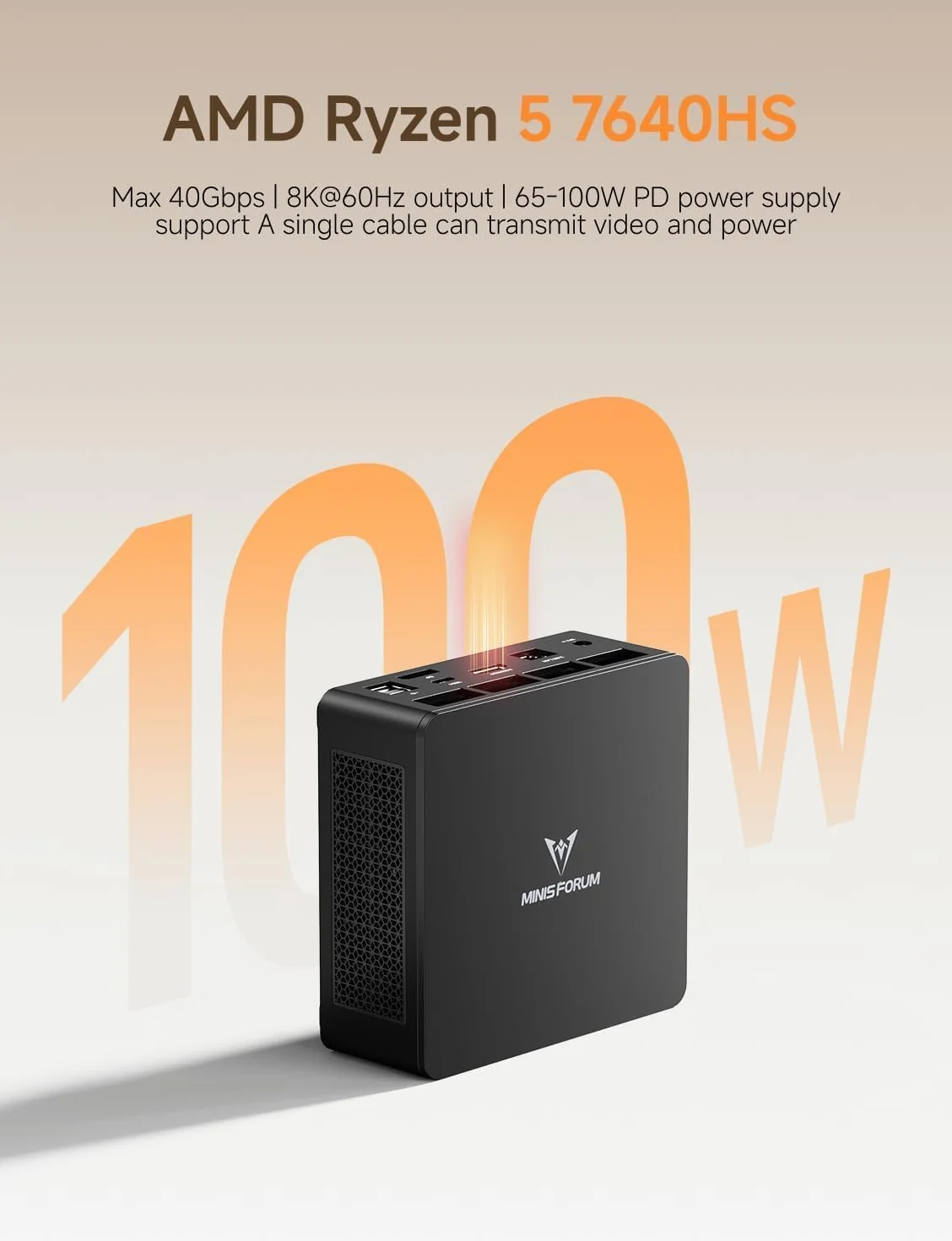 MINIS FORUM UM760 Slim Mini PC AMD Ryzen 5 7640HS 16 Go DDR5 SSD 1 To PCIe 4.0 Wi-Fi 6E Bluetooth 5.2
