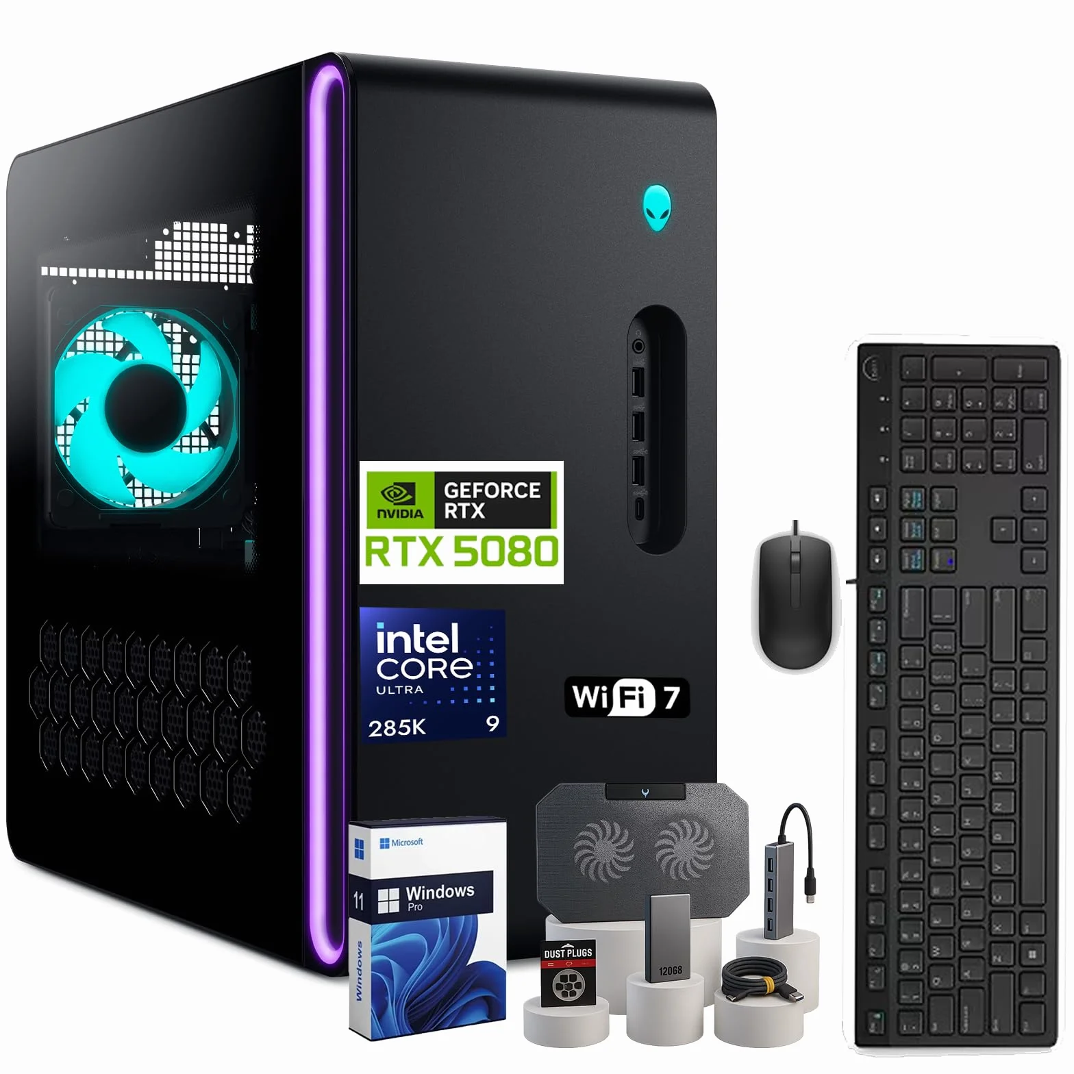 Alienware Aurora R16 Ordinateur de bureau de jeu NVIDIA RTX 5080 16 Go GDDR7 Intel Ultra 9 285K WiFi 7 Win 11 Pro 32 Go