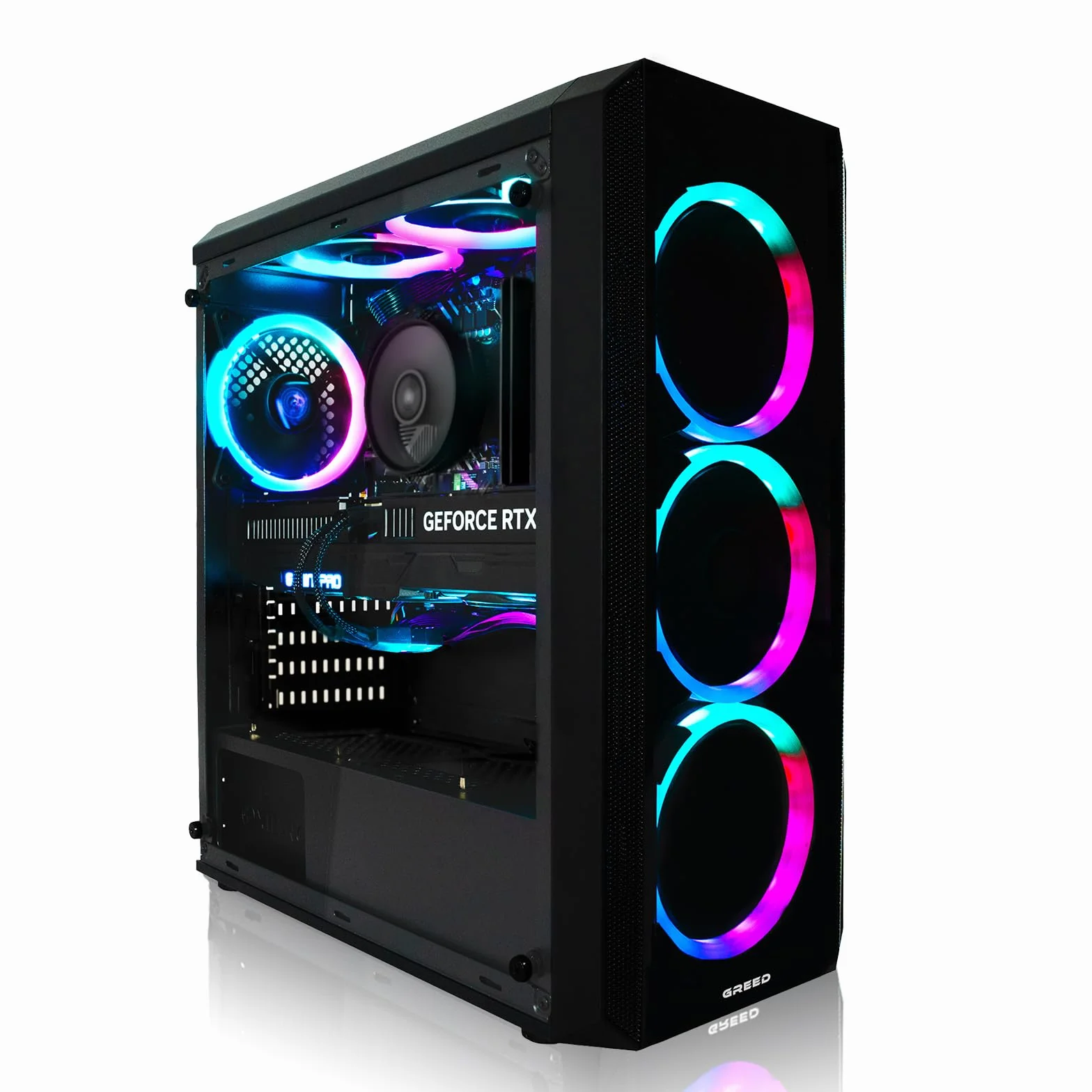 Greed MK2 PC Gamer AMD Ryzen 7 5700X Nvidia Geforce RTX 5060 Ti 8Go 4.6 GHz 32 Go DDR4 RAM 1 TB SSD WLAN W11 Pro