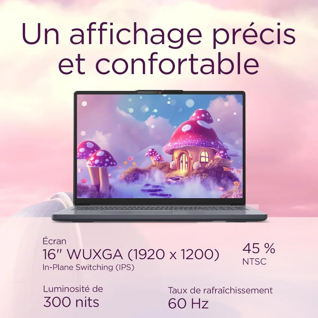 Lenovo IdeaPad Slim 3 16ARP10 Ordinateur Portable 16" WUXGA AMD Ryzen 7 170 RAM 16Go SSD 512Go AMD Radeon 680M Graphics Windows 11 Home Gris
