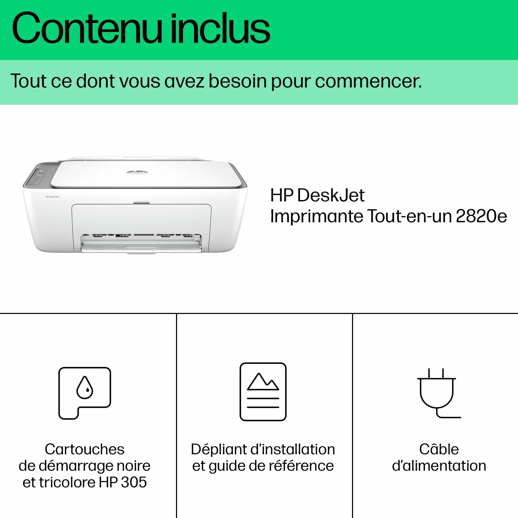 HP DeskJet 2820e Imprimante Tout en Un Jet d'encre Couleur WiFi