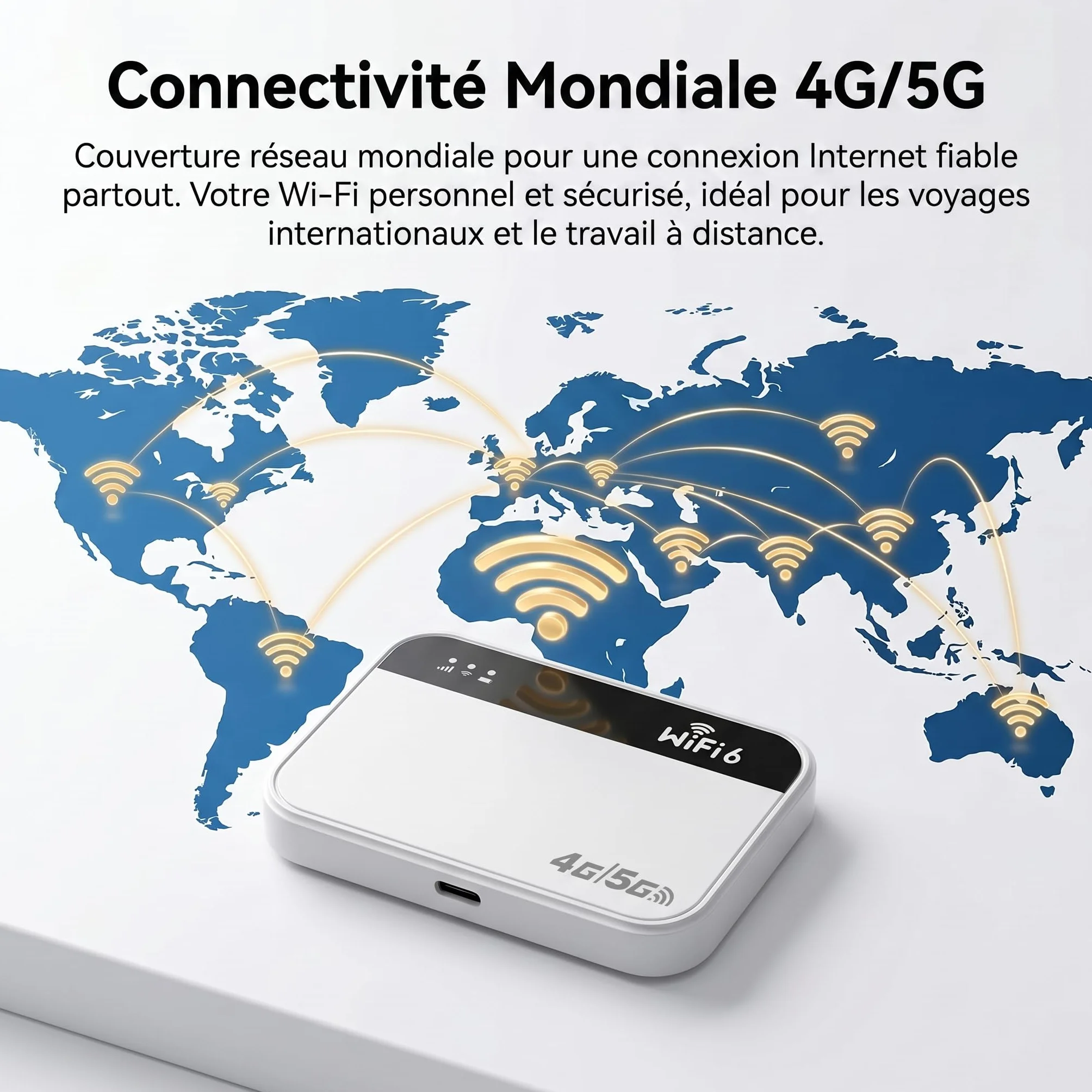 Routeur 5G Portable WiFi 6 avec Slot SIM Déverrouillé – Modem 5G M2, Jusqu’à 28 Appareils