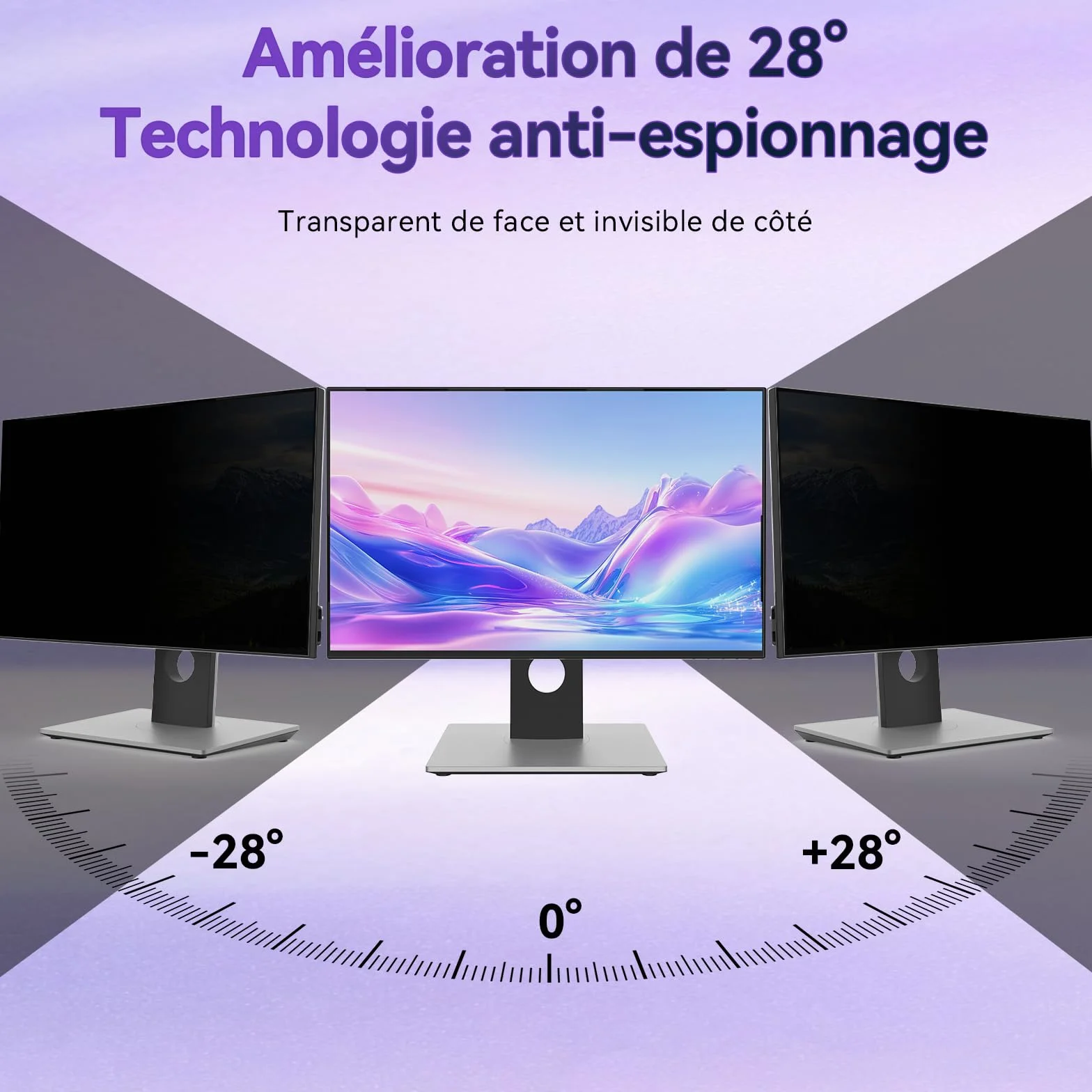 Lot de 2 Filtres de Confidentialité Magnétiques 27 Pouces pour Moniteurs 16:9, Anti Lumière Bleue, Anti Reflets