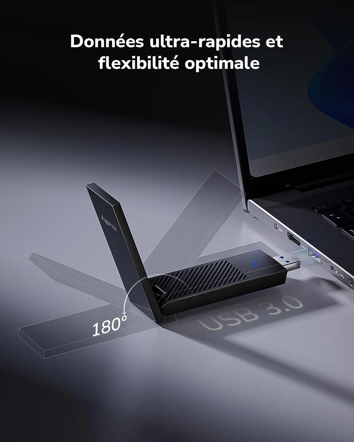 Cudy WU6500 Adaptateur WiFi BE6500 Tri-Band Wi-Fi 7 USB 3.0 pour PC