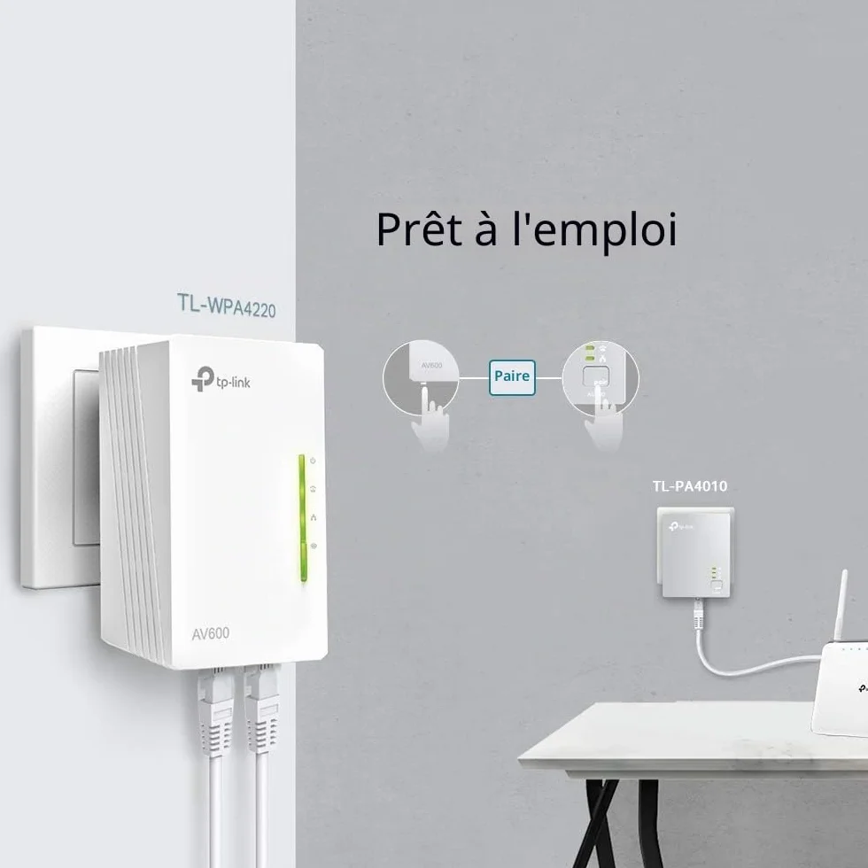 TP-Link TL-WPA4220T KIT CPL 600 Mbps 2 Ports Ethernet 1 CPL Filaire 2 CPL Wi-Fi