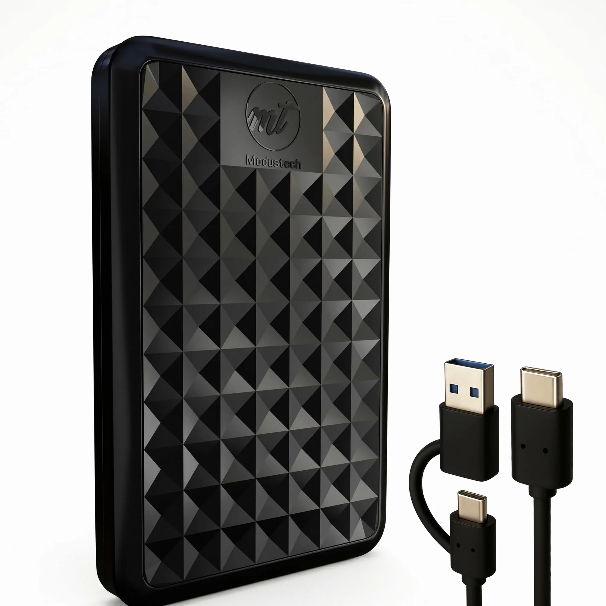ModusTech Facet 1TB Disque Dur Externe Portable USB-C USB 3.1 HDD Ultra Fin Noir