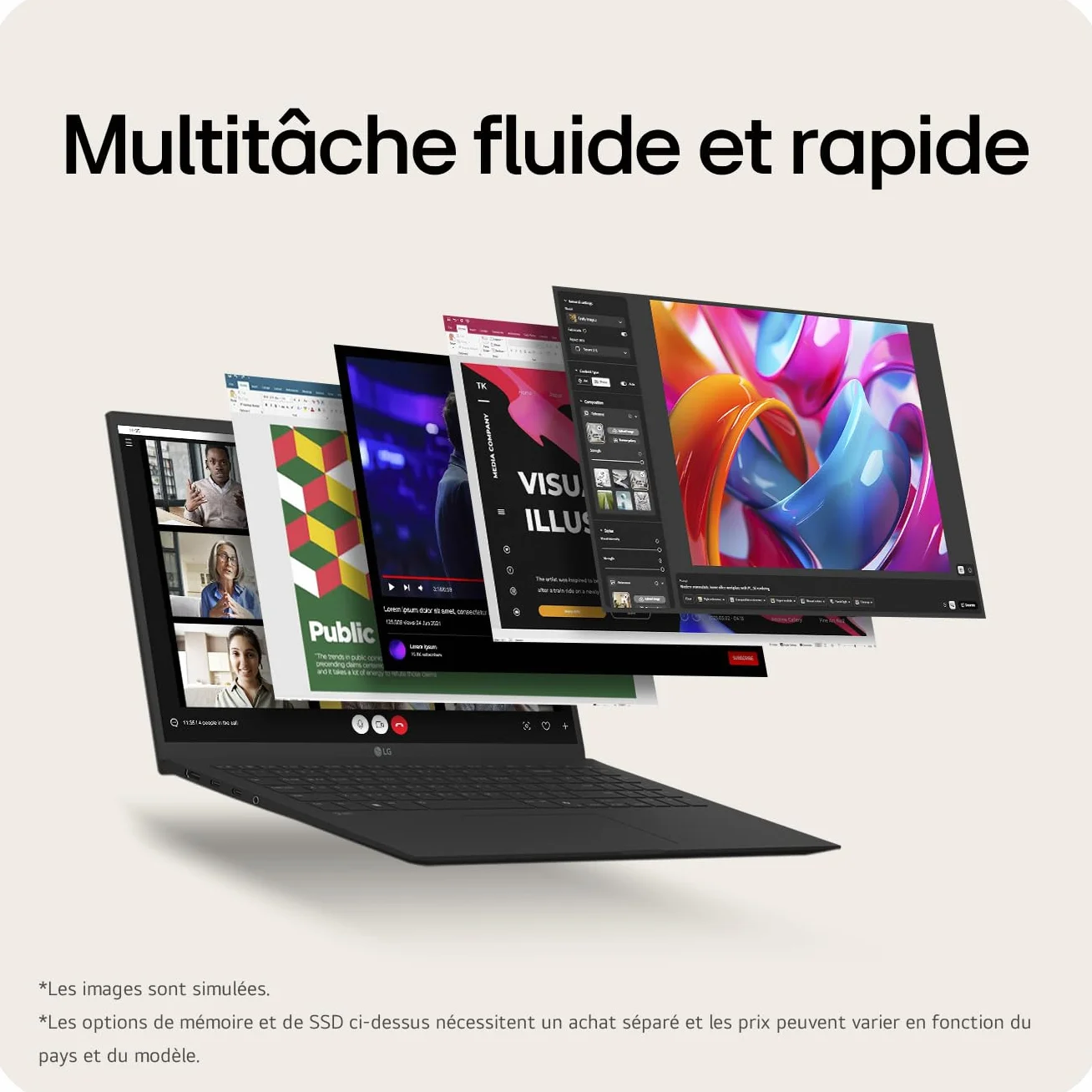 LG Gram 17Z90TL-G.AU8BF PC Portable 17" 1389g DCI-P3 99% QHD+ Intel® Evo™ Ultra7 RAM 32Go SSD 2To NVMe Intel® Arc™ Graphics Windows 11 Home Noir
