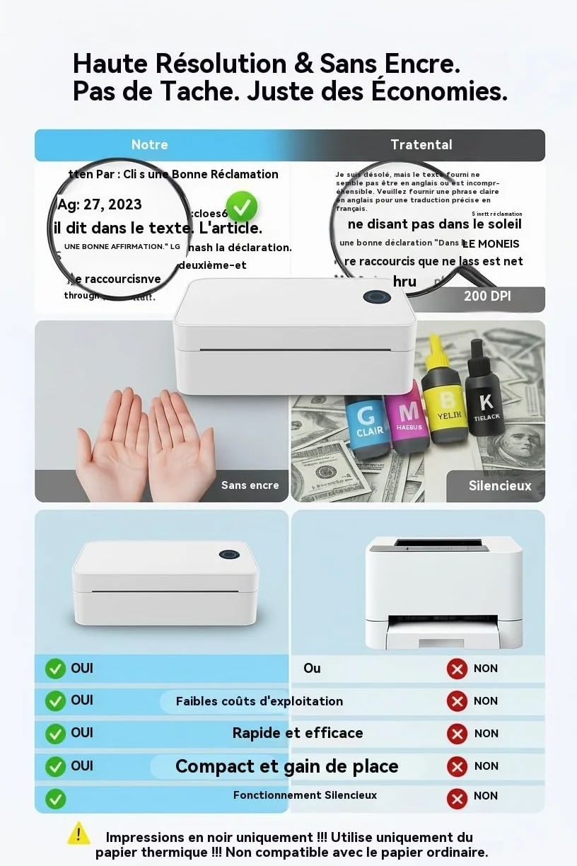 Imprimante de Transfert pour Tatouage A4, Machine Thermique avec 10 Feuilles et 1 Rouleau Papier Blanc