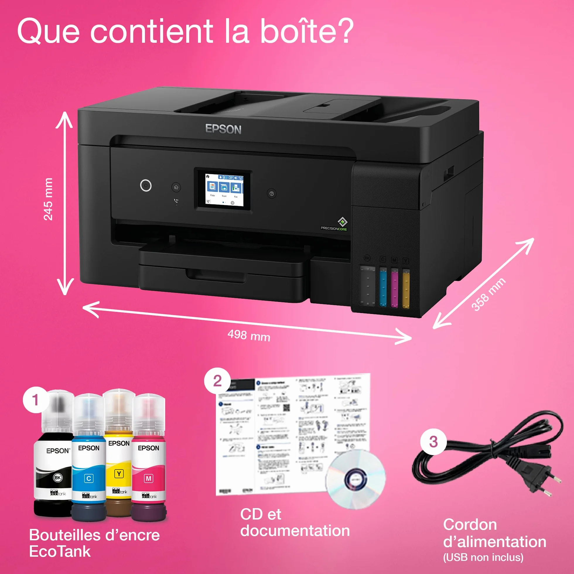 Epson EcoTank ET-15000 Imprimante A3+ Wi-Fi Recto Verso Auto Écran Tactile ADF 35 Feuilles