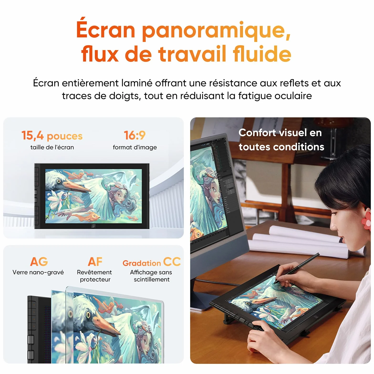XPPen Artist 16 3rd (Édition 2026) Tablette Graphique Dessin Écran 15,4 Pouces avec Molette X-Dial, 8 Raccourcis, X4 Stylet à 16384 Niveaux
