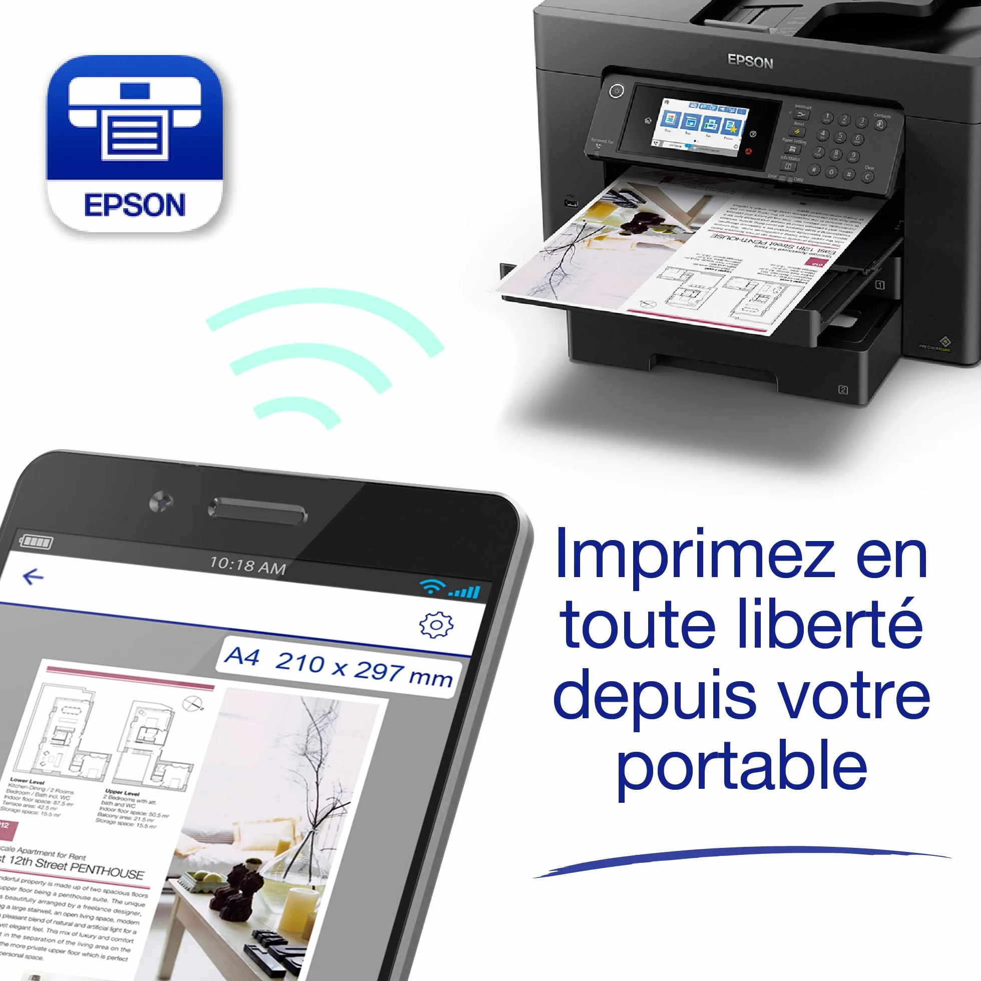 EPSON WorkForce WF-7840DTW Imprimante A3+ 4-en-1 recto-verso WiFi Direct Ethernet PrecisionCore 25ppm Noir 12ppm Couleur