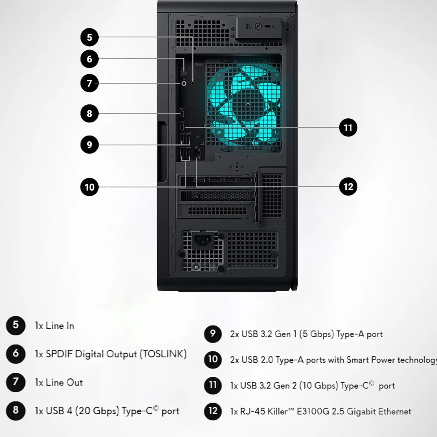 Alienware Aurora R16 Ordinateur de bureau de jeu NVIDIA RTX 5080 16 Go GDDR7 Intel Ultra 9 285K WiFi 7 Win 11 Pro 32 Go
