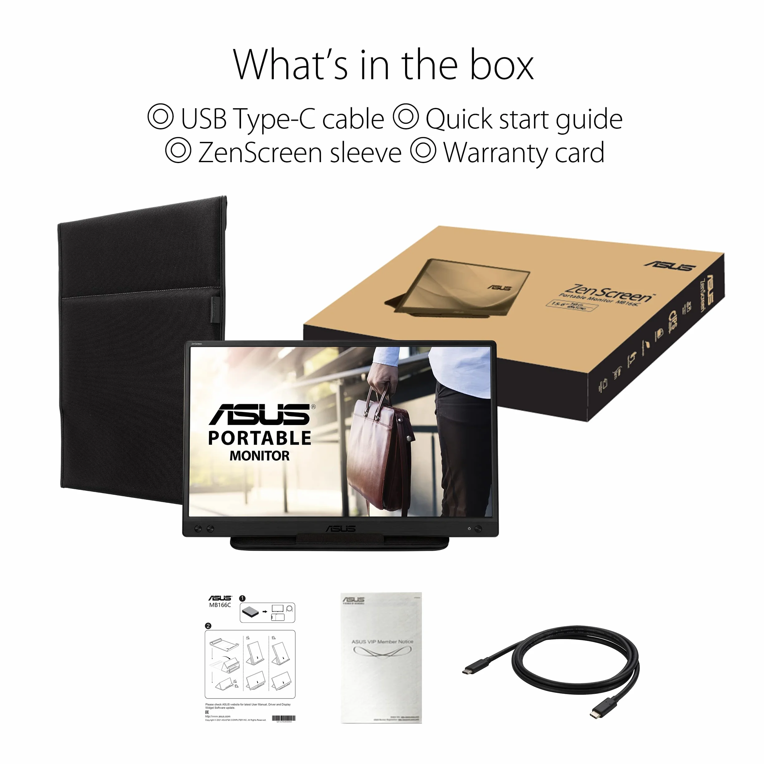 ASUS ZenScreen MB166C 15,6" FHD IPS Écran PC Portable USB Type-C 1920x1080