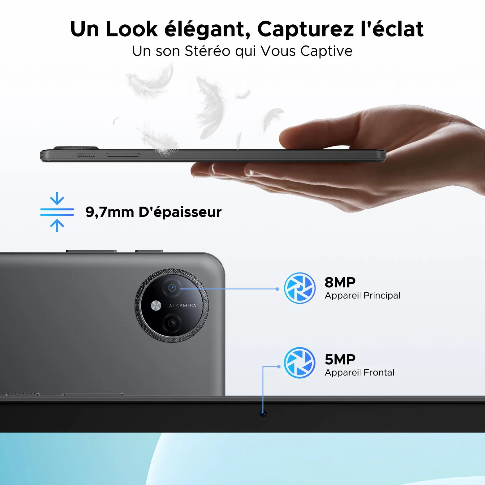 Tablette Android 16 10 Pouces 48Go RAM 128Go ROM 2To TF Gemini AI 90Hz 7000mAh WiFi 5 Face ID OTG Widevine L1 Jack 3,5mm Clavier Stylet