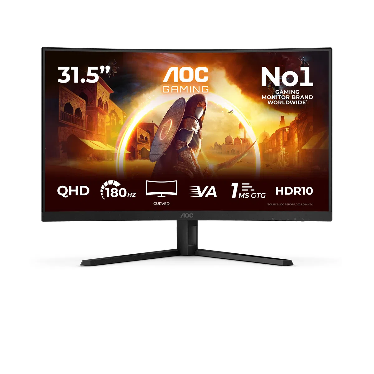 AOC Gaming Moniteur Incurvé, CQ32G4VE 32 Pouce 180Hz Fast VA Dalle, 1ms GtG, HDR10, FreeSync, (2560x1440 HDMI 2X 2.0 DP 1x 1.4) Noir