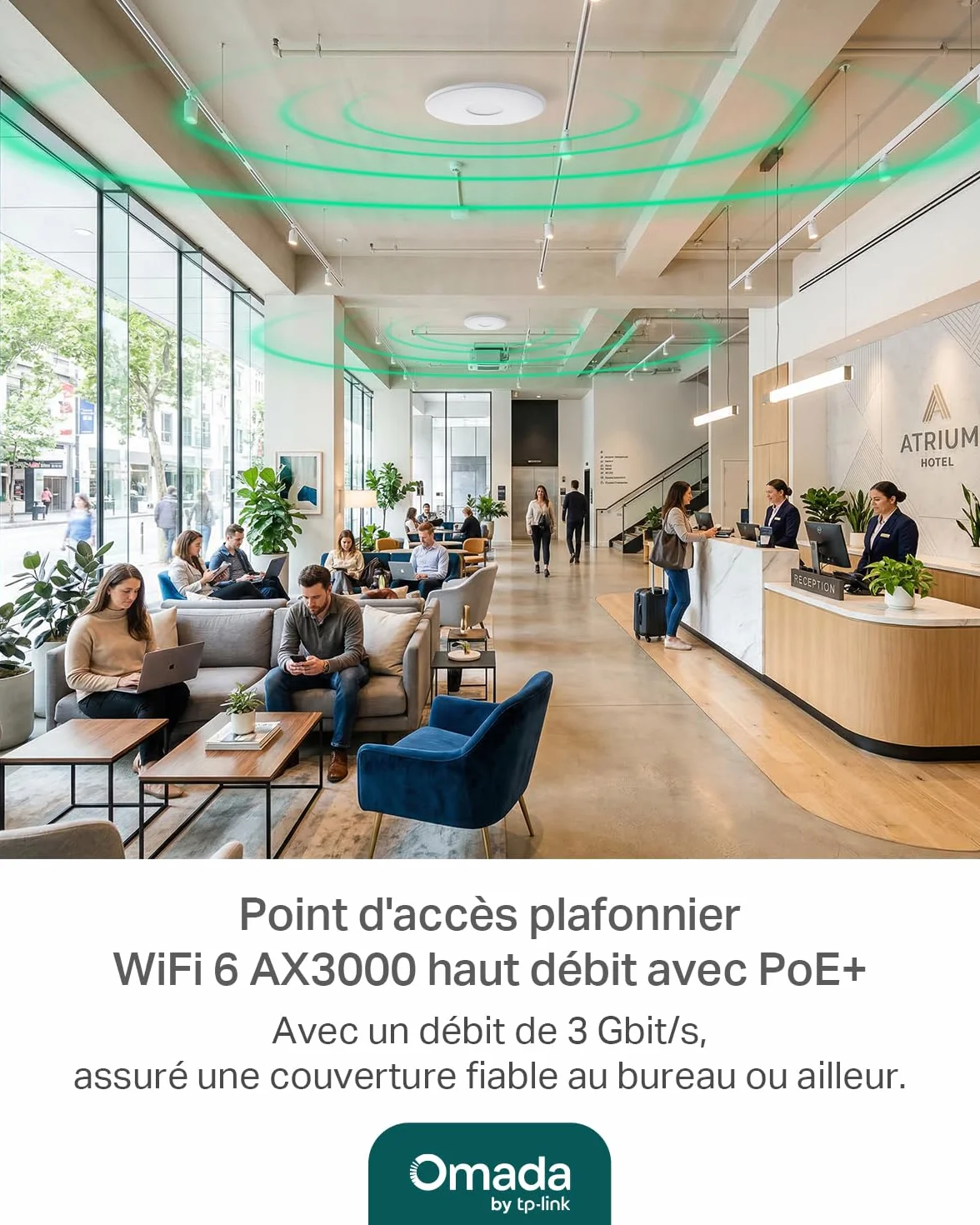 TP-Link Omada EAP650 Point d'accès WiFi 6 AX3000 planfonier, 1 Port Gigabit PoE+