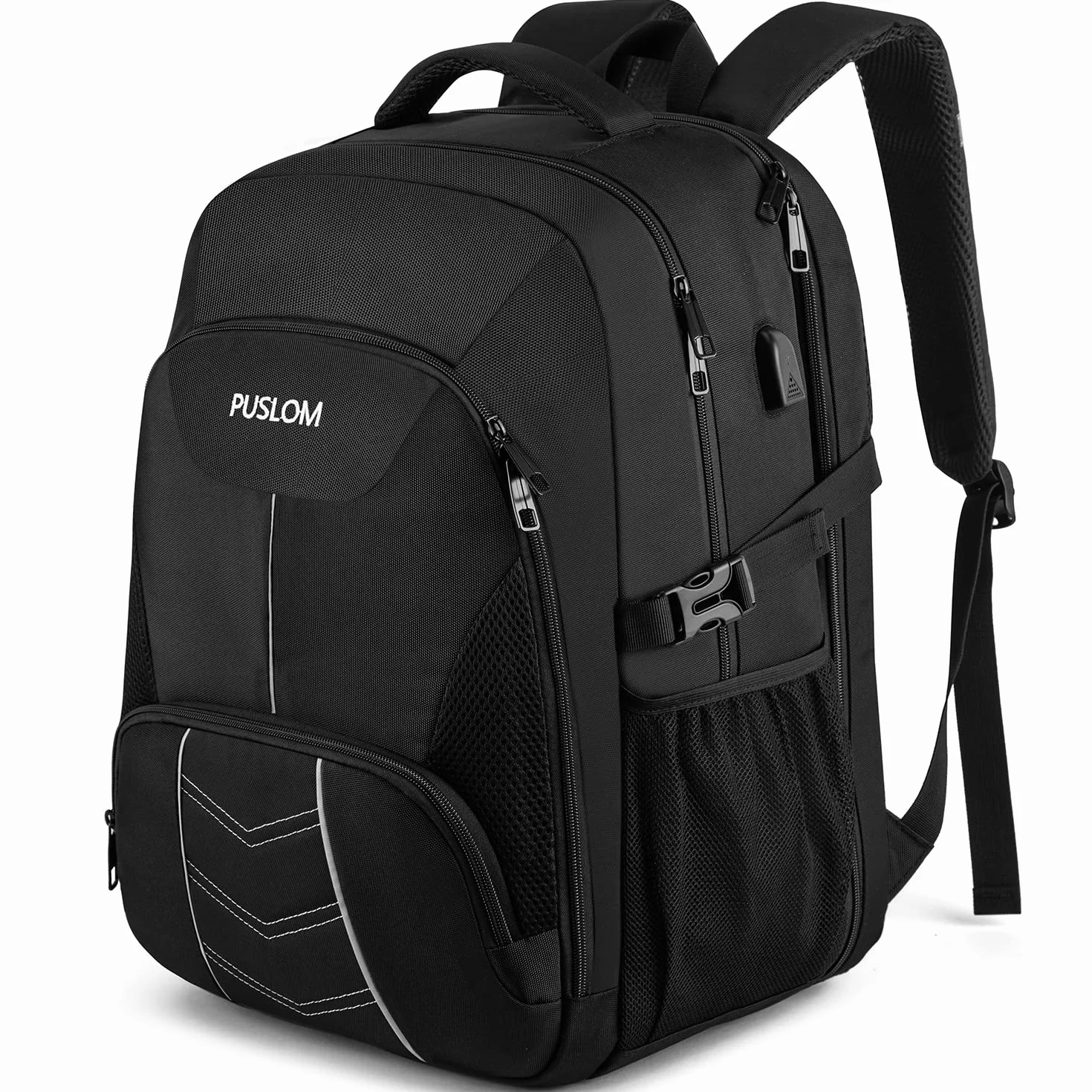 Sac à Dos Homme Grand 55L Antivol Imperméable avec Chargement USB pour Ordinateur Portable Voyage - Noir
