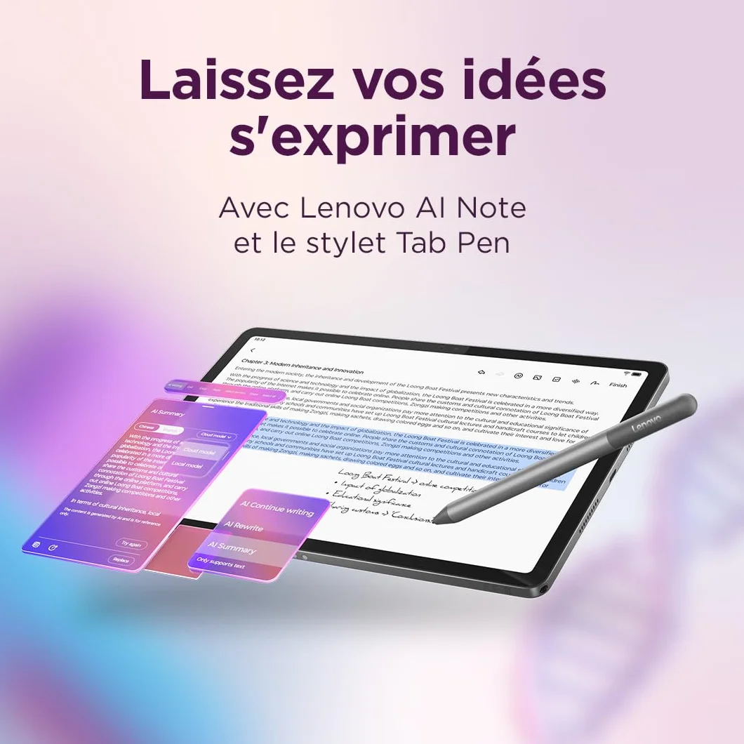 Lenovo Idea Tab 11'' 2.5K 90Hz Tablette Tactile 8Go RAM 128Go Android 15 Gris