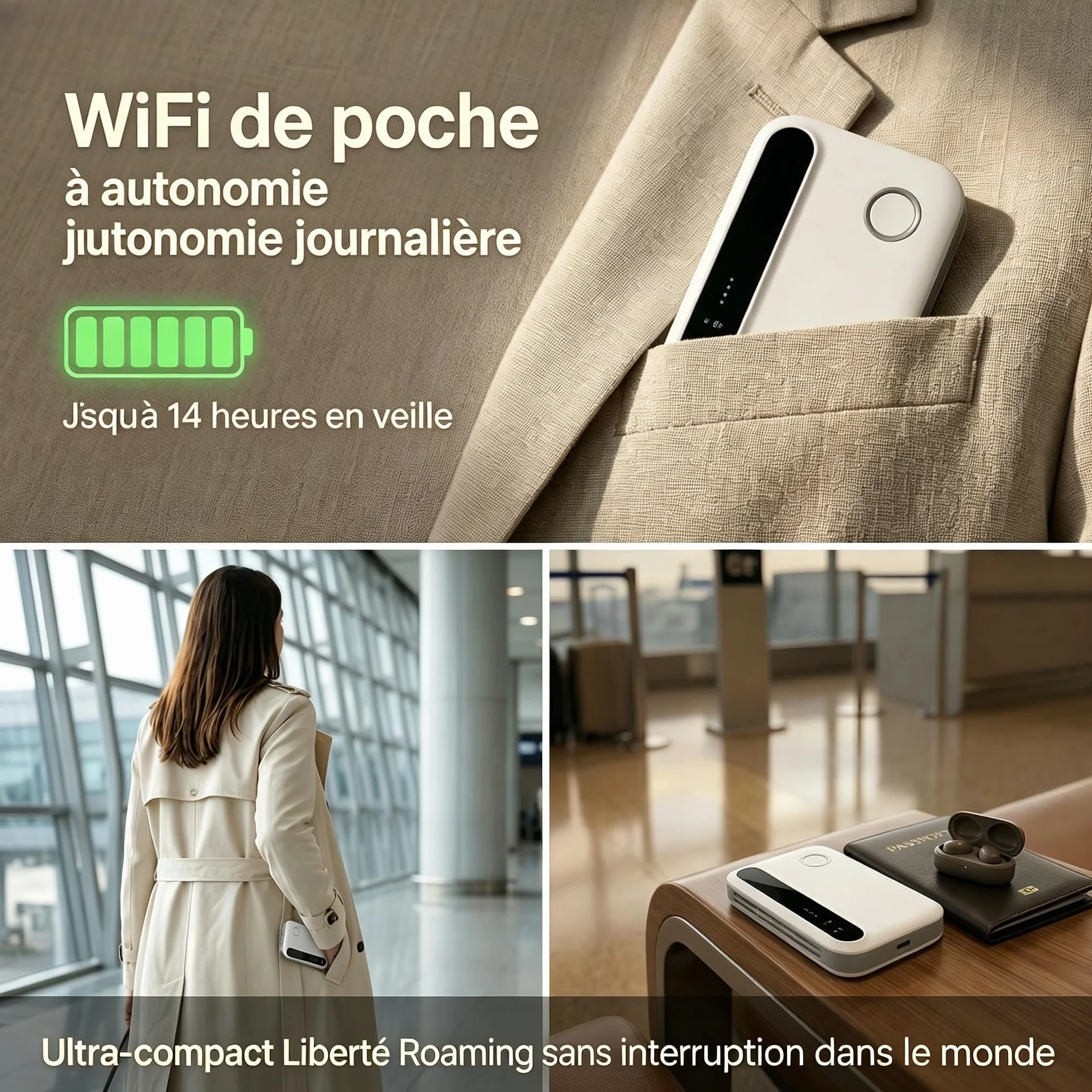Routeur 5G Portable WiFi 6 avec Slot SIM Déverrouillé – Modem 5G Carte SIM, Internet Mobile Haut Débit 5G/4G+