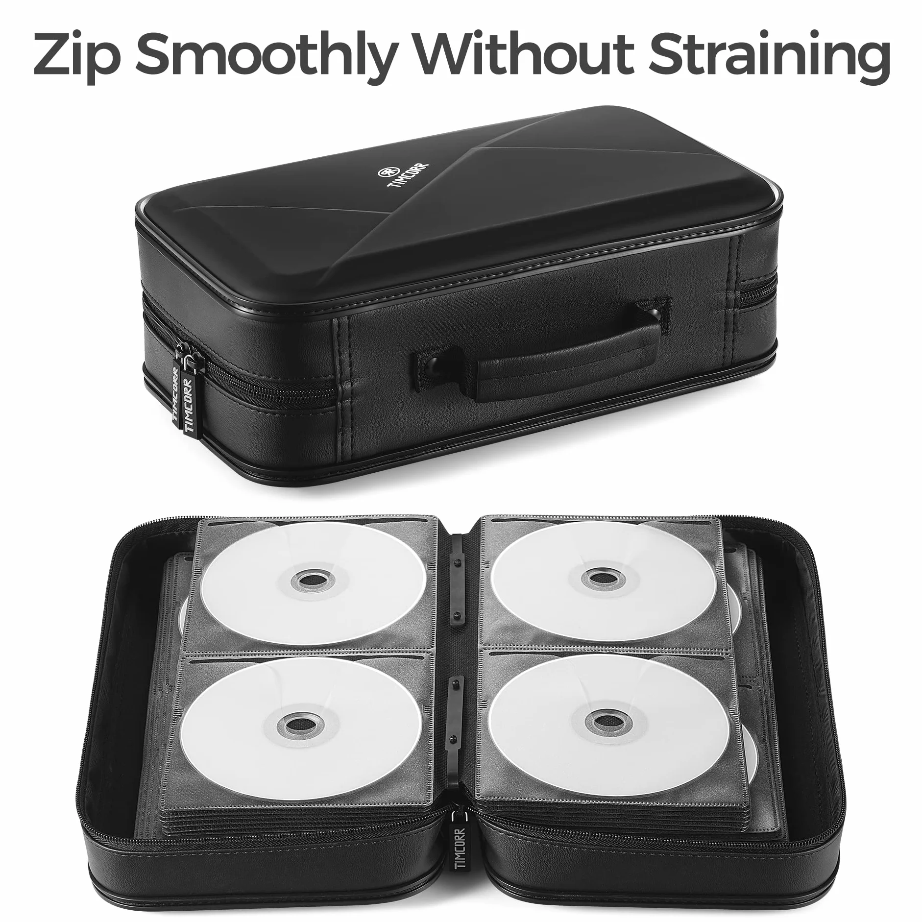 Étui de rangement pour CD et DVD 144 boîtiers capacité portable classeur protection plastique Noir
