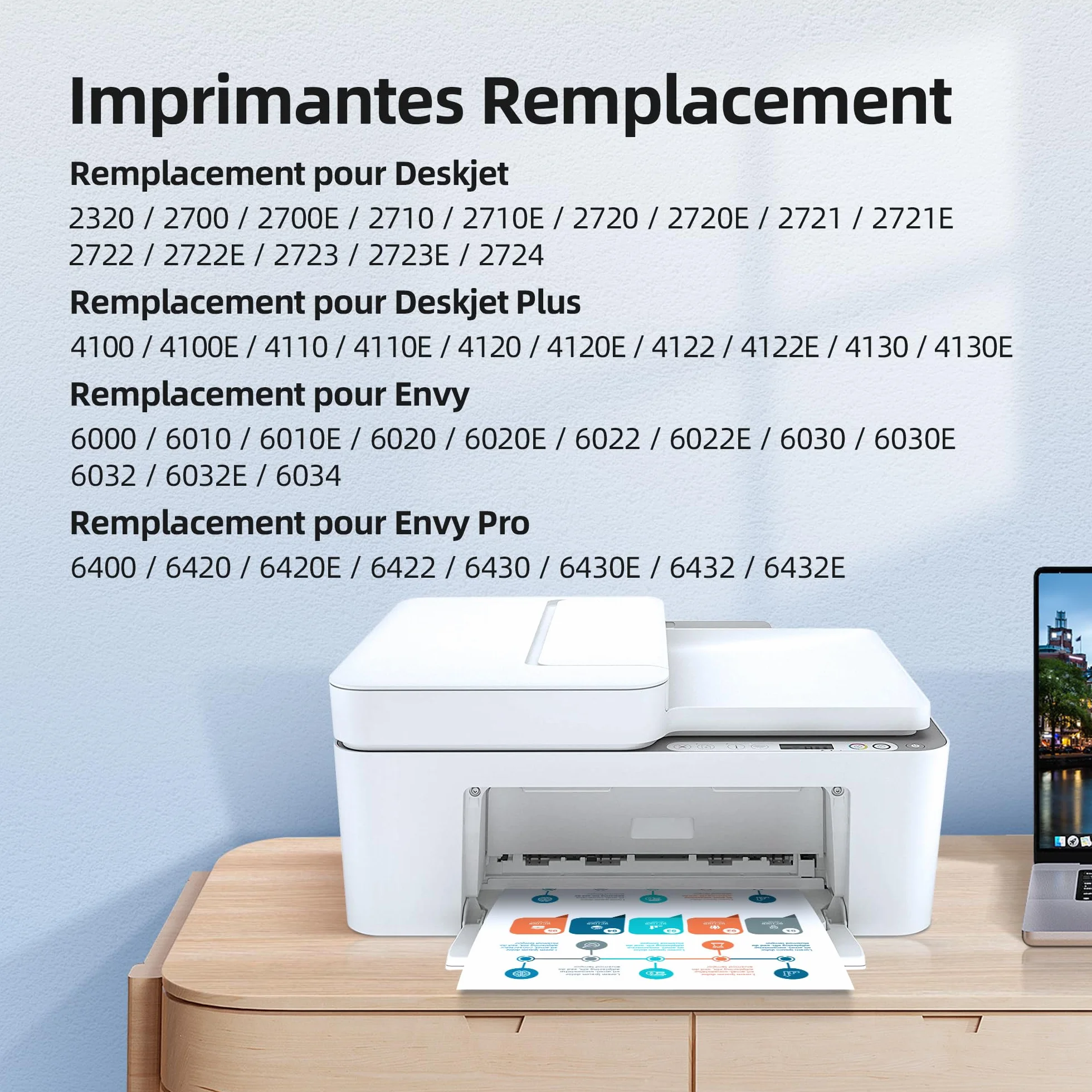 Cartouche d'encre HP 305 XL Noir et Couleur Remplacement pour HP DeskJet Envy