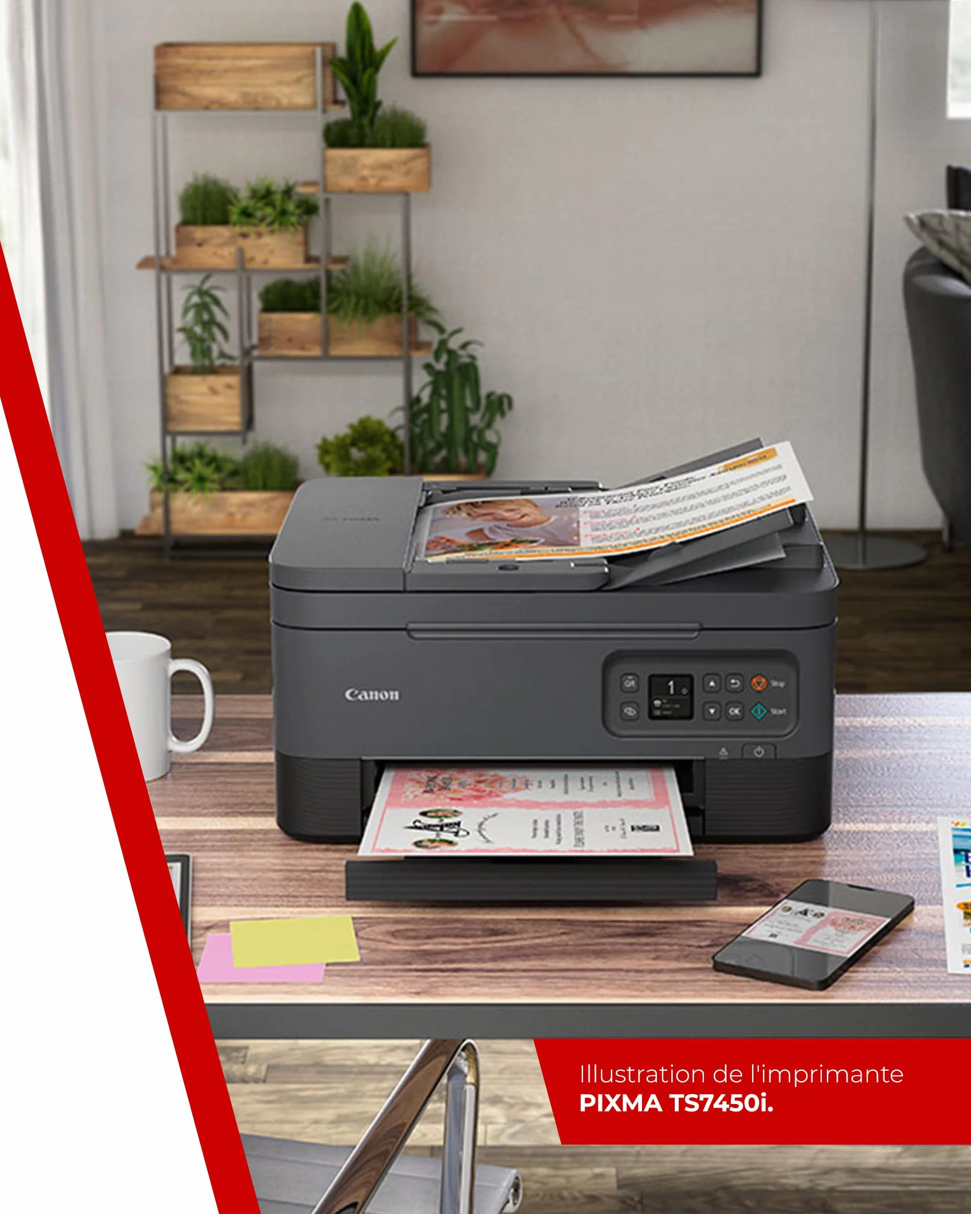 Canon PIXMA TS7450i Imprimante Multifonction Couleur Tout-en-Un Wi-Fi Chargeur Automatique de Documents