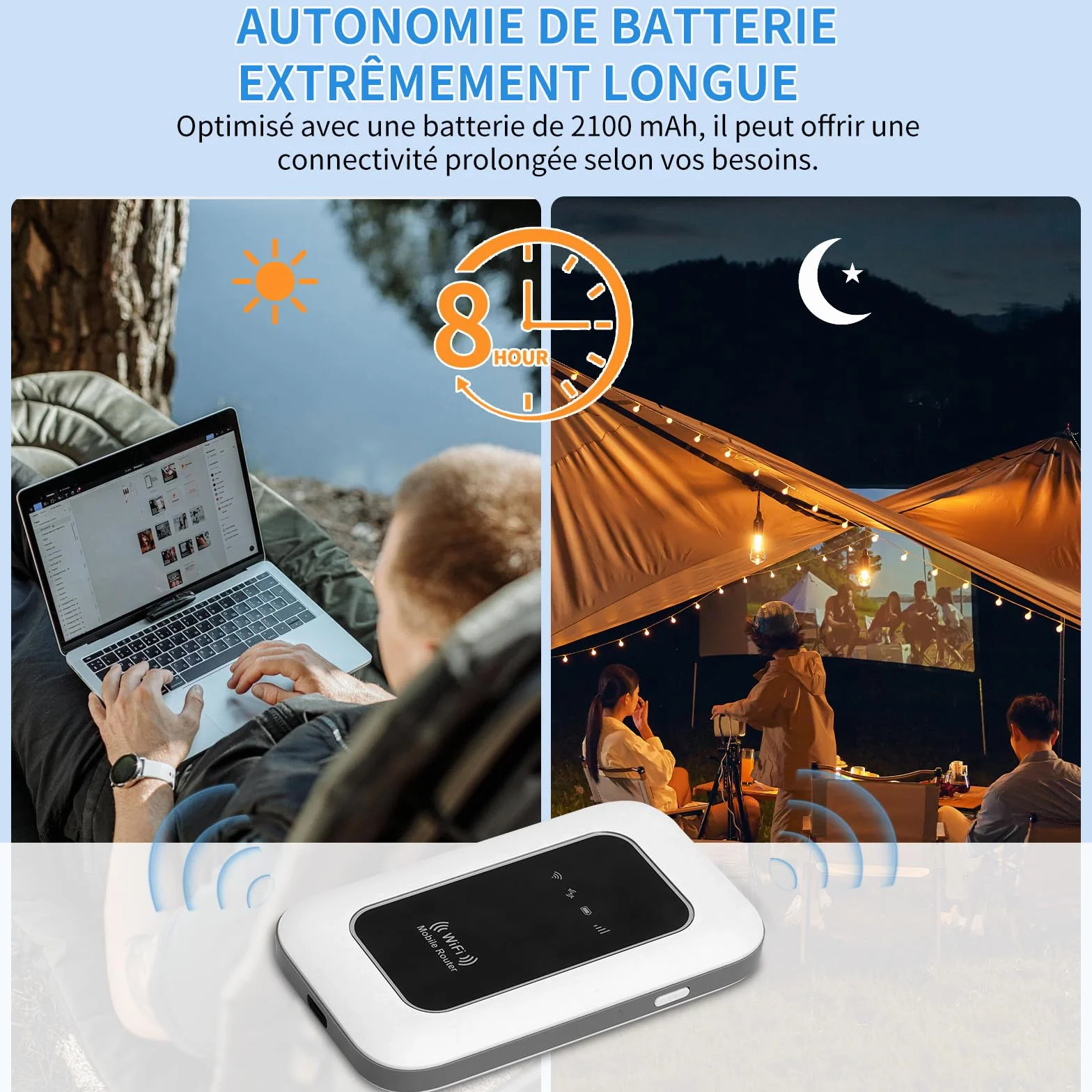 Routeur 4G Portable WiFi 6 avec Slot SIM Déverrouillé – Modem 4G Carte SIM, Internet Mobile Haut Débit 4G/4G+, Connecte jusqu'à 28 appareils