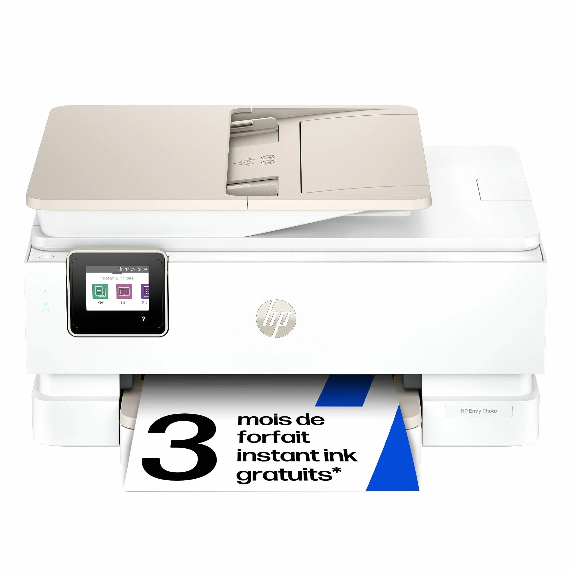 HP Envy Photo 7930 Imprimante Multifonction Jet d'Encre Couleur A4 Wi-Fi Double Bande Recto Verso Automatique ADF 35 Feuilles Bac Photo Blanche