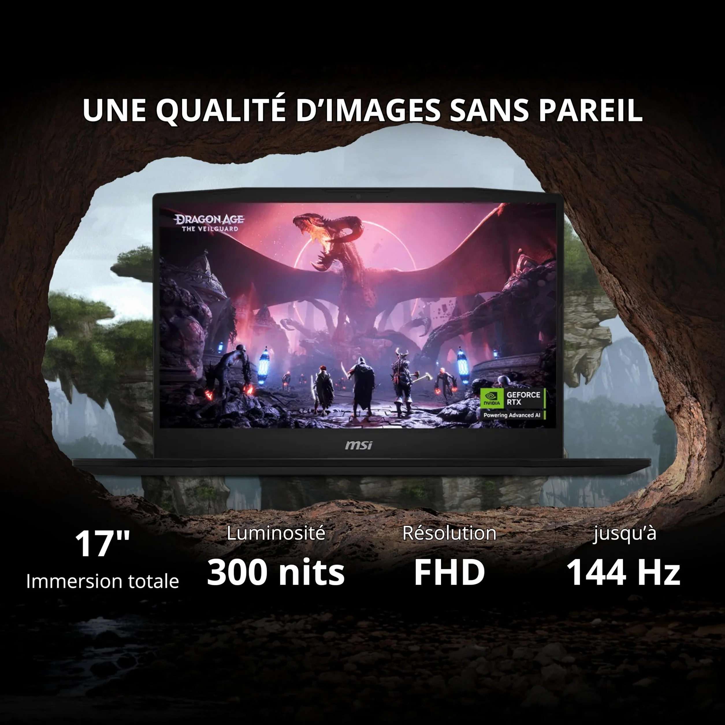 MSI Katana 17 HX B14WGK-084FR Dragon Station Intel Core i7 14650HX 32GB DDR5 SSD 1TB NVMe PCIe Nvidia RTX5070 8GB GDDR7 17.3" Full HD 144Hz Windows 11 Famille