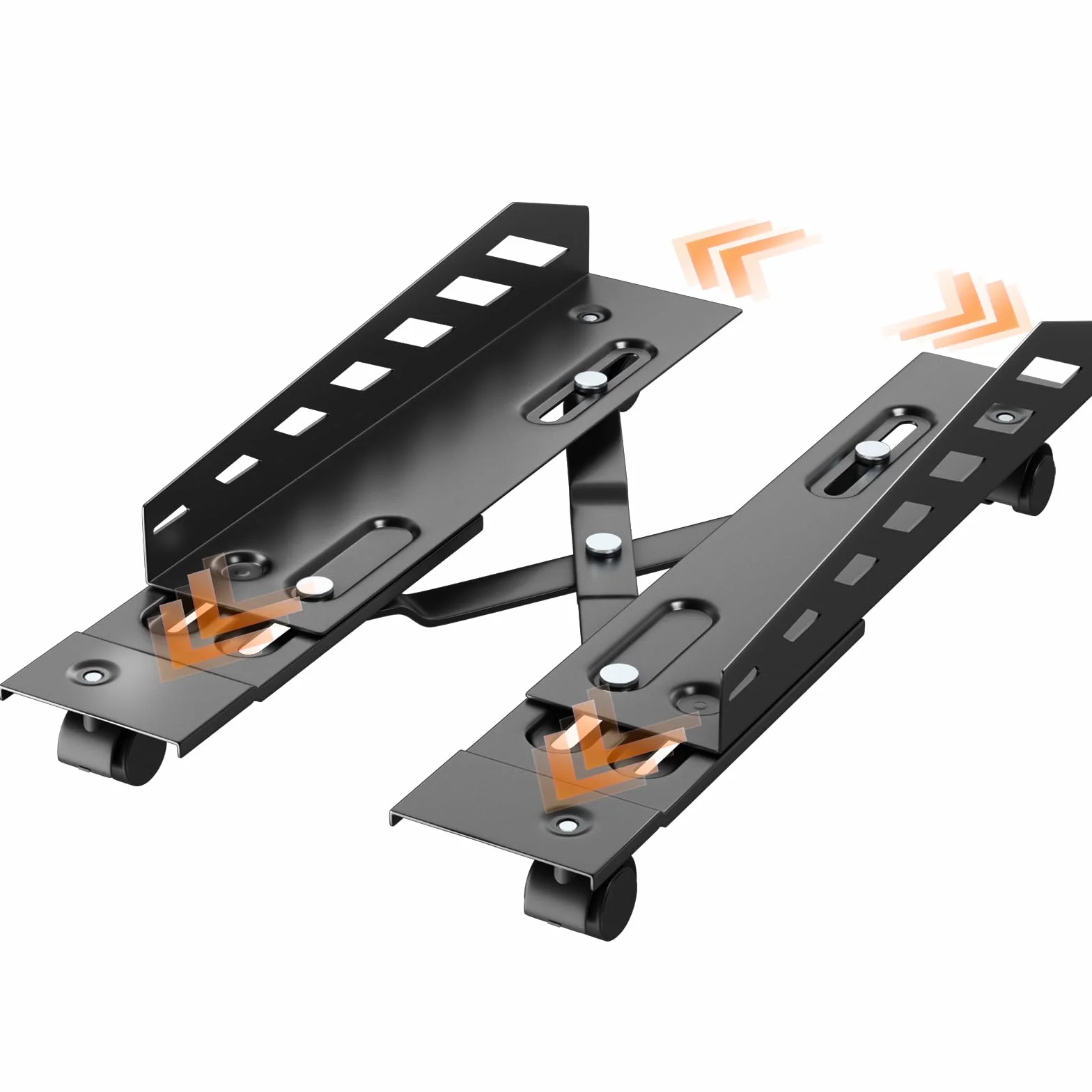 PUTORSEN Support Tour PC Mobile, Chariot avec Roues Verrouillables, Antidérapantes, Taille Réglable, Compatible avec La Plupart des Tours (Noir)
