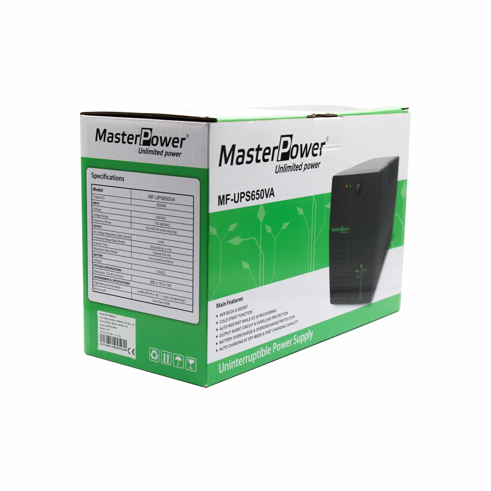 Master Power UPS 650 VA 360W 2 fiches Schuko