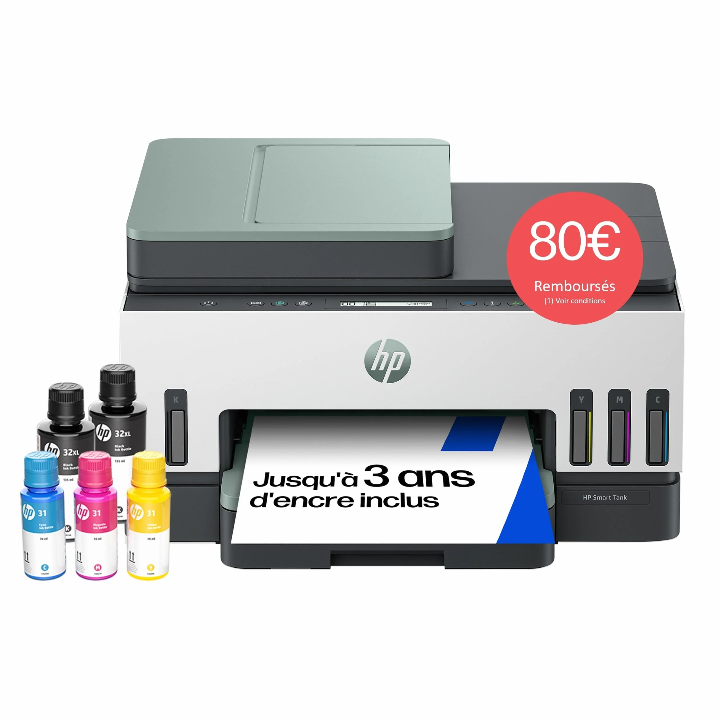 HP Smart Tank 7307 Imprimante Multifonction Couleur Jet d'Encre Wi-Fi AAD 35 Feuilles Recto Verso Automatique