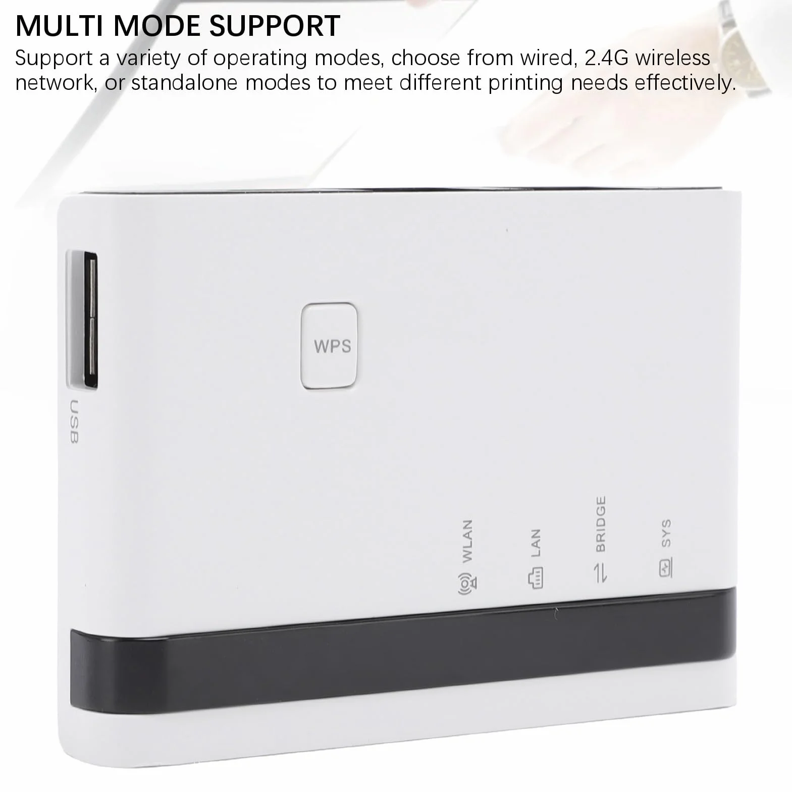 4 Port USB Print Server Gigabit Ethernet 2,4 GHz sans Fil Pont LAN Multi-Mode Partage 4 Imprimantes Scanners UE