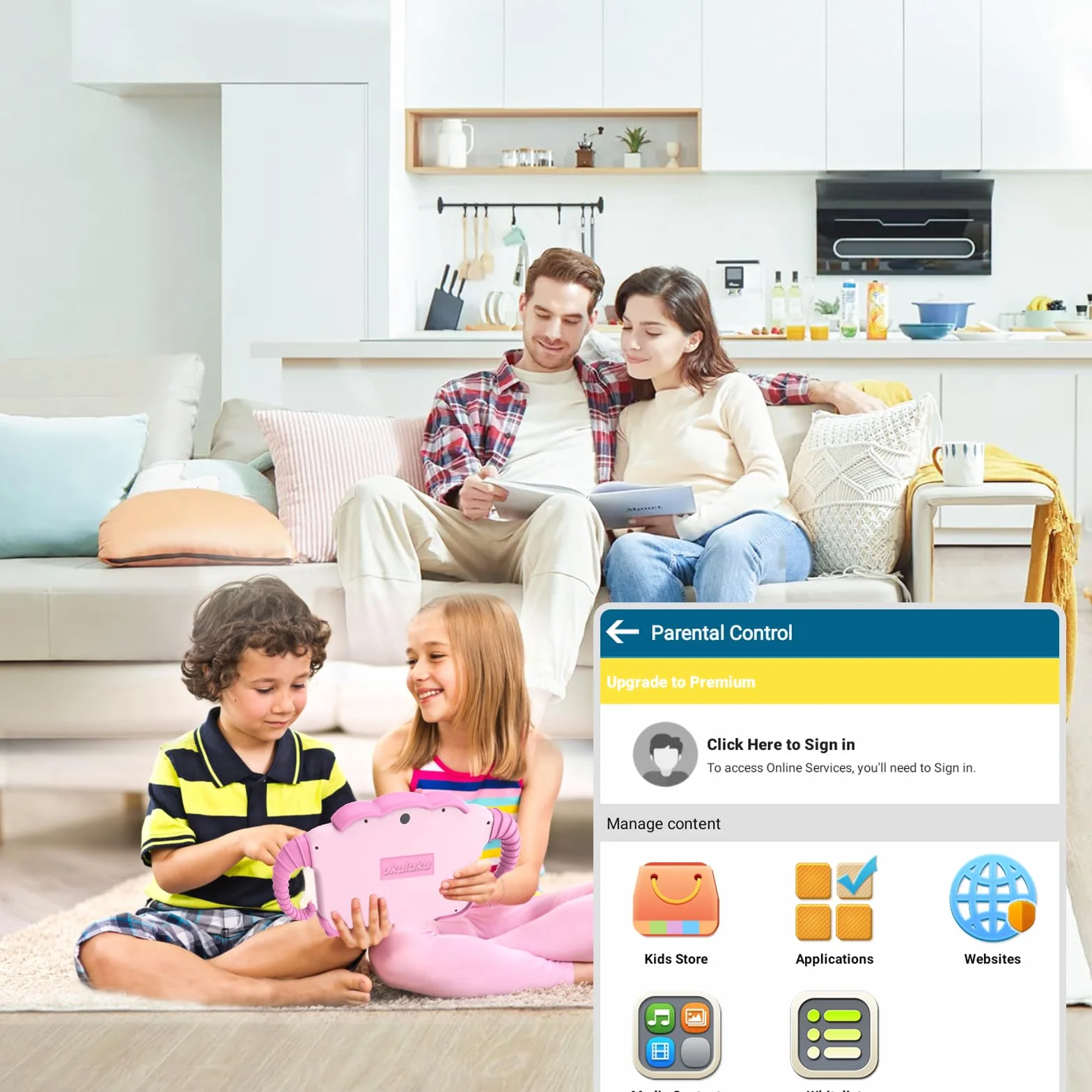 Tablette Enfant 7 Pouces Android WiFi Bluetooth Contrôle Parental Quad Core 32Go ROM Rose