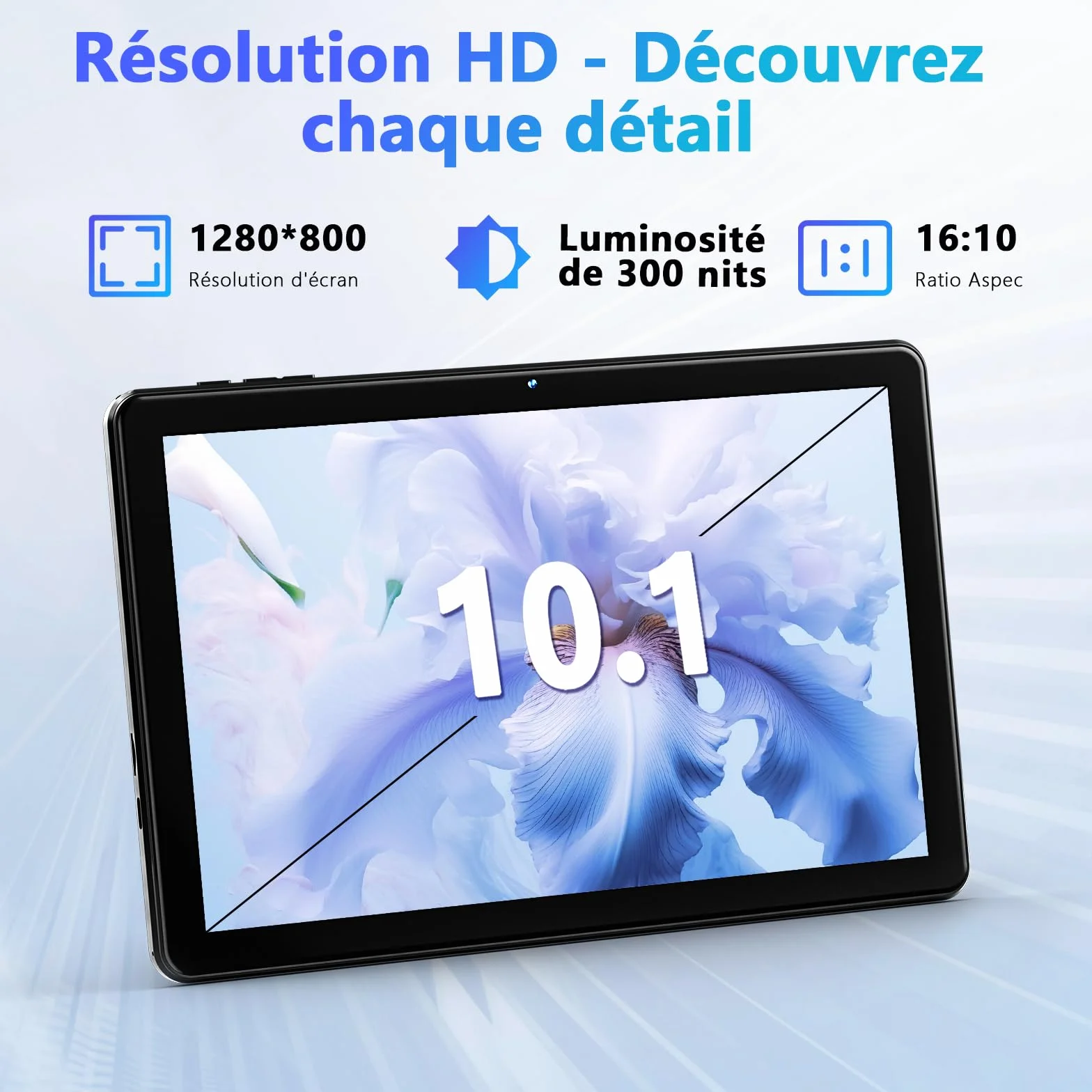Tablette Android 15 10 Pouces RAM 18Go ROM 128Go TF 1To IPS HD 1280x800 UNISOC T30 WiFi 5G BT5.4 Gris