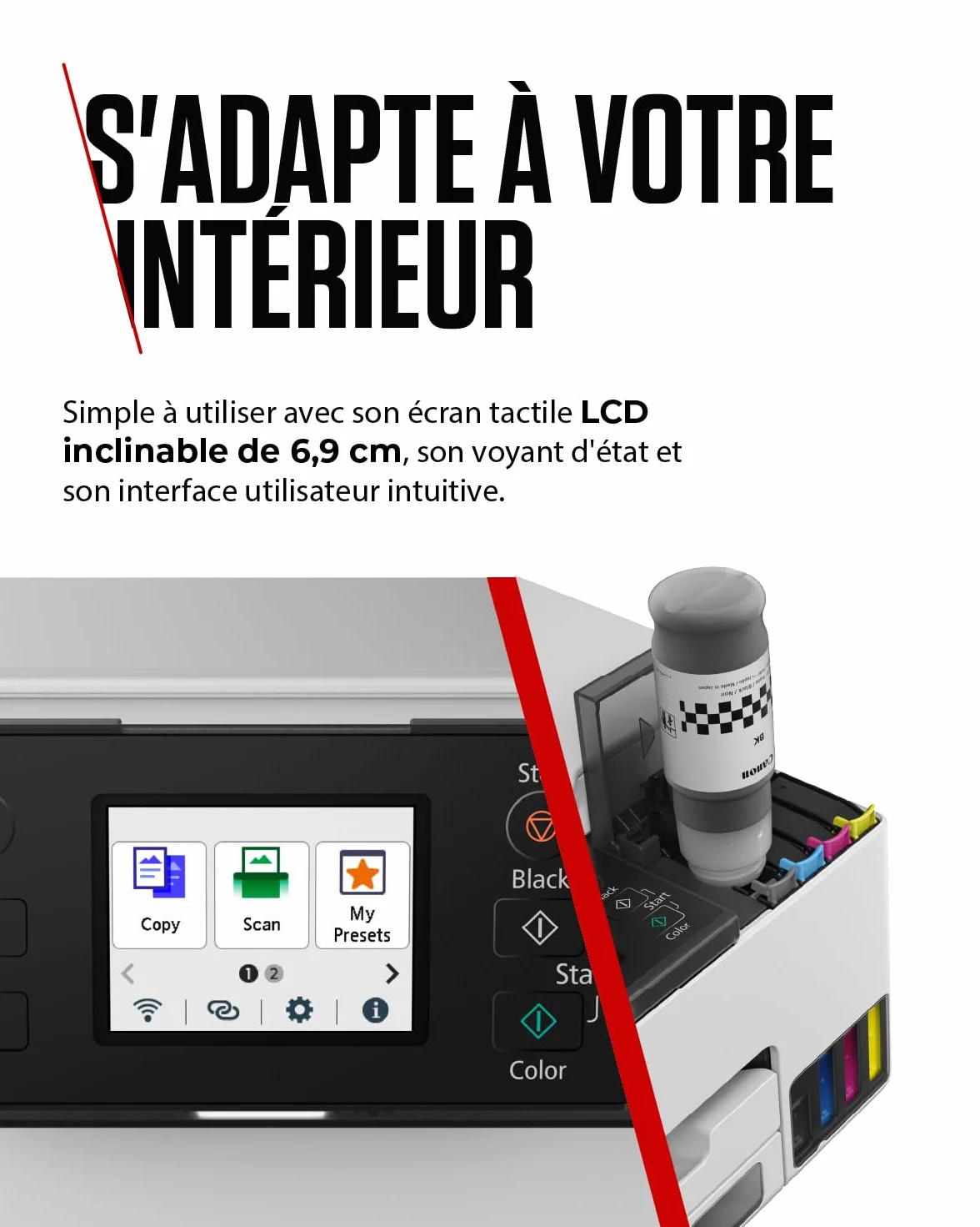 Canon MAXIFY GX1051 Imprimante A4 Couleur Jet d'encre MegaTank Tout-en-Un Wi-Fi Ethernet USB 6 Bouteilles d'encre