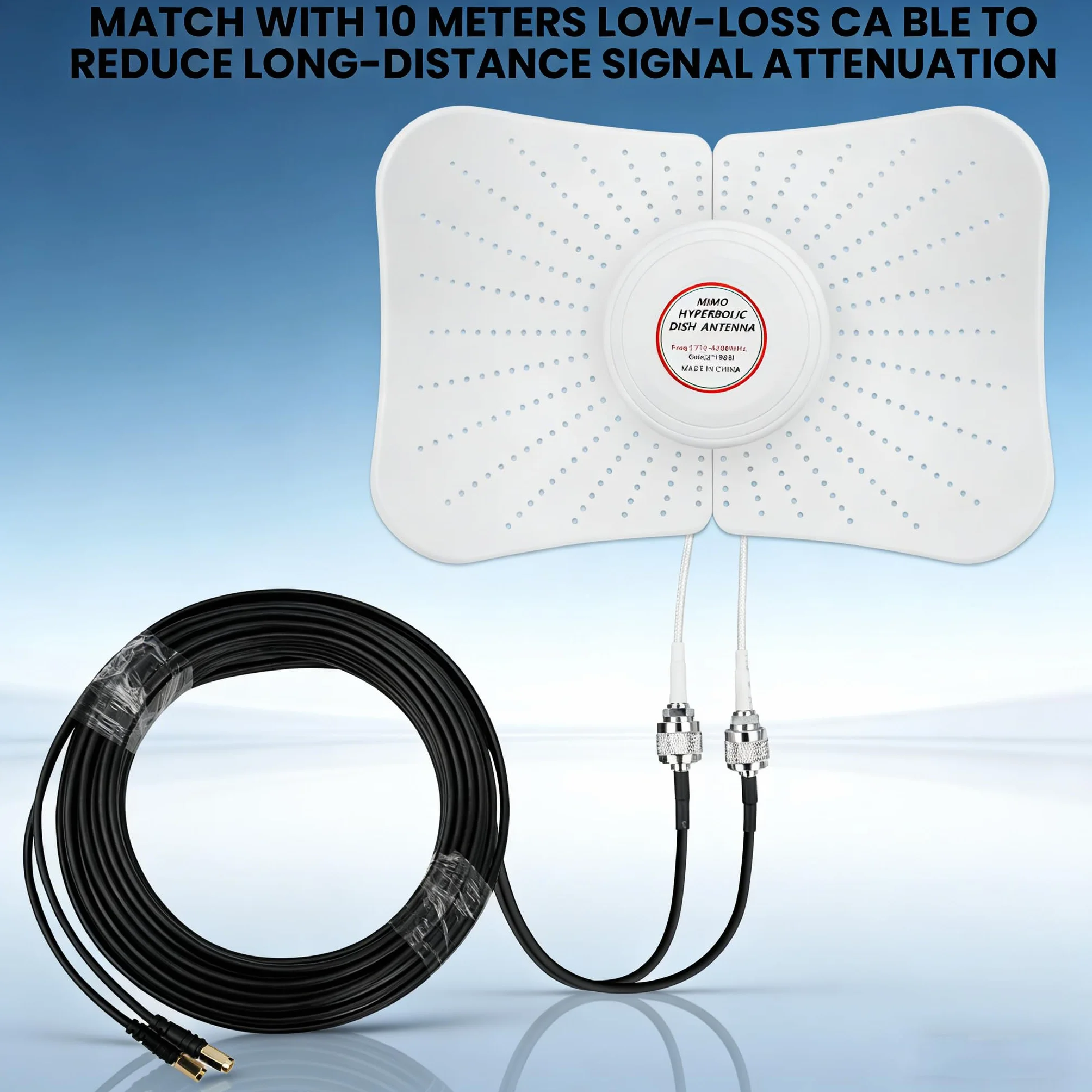 Antenne 4G 5G LTE WiFi Dual-Polarisation 600-6000MHz Panel Outdoor 22dBi MIMO Directionnelle SMA TS9 10 Mètres