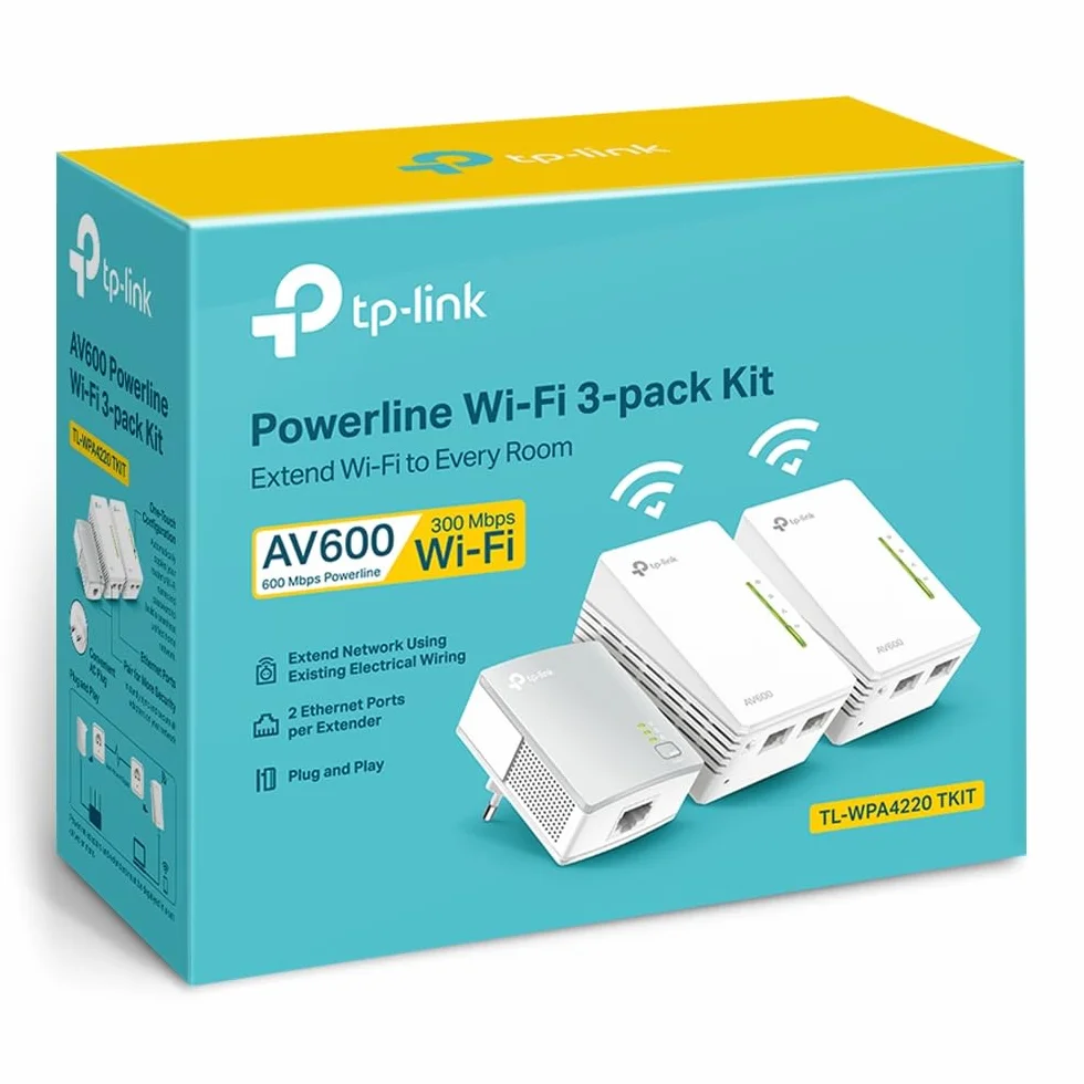 TP-Link TL-WPA4220T KIT CPL 600 Mbps 2 Ports Ethernet 1 CPL Filaire 2 CPL Wi-Fi